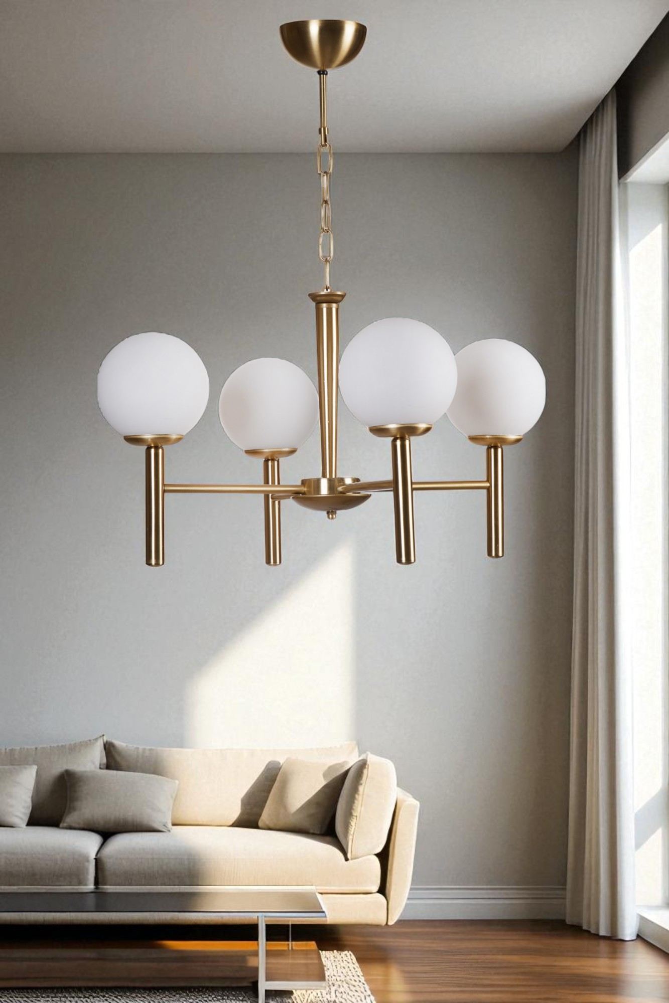 Candeeiro de Teto – Ø15 h:15 cm – Branco e Dourado – Metal e Vidro