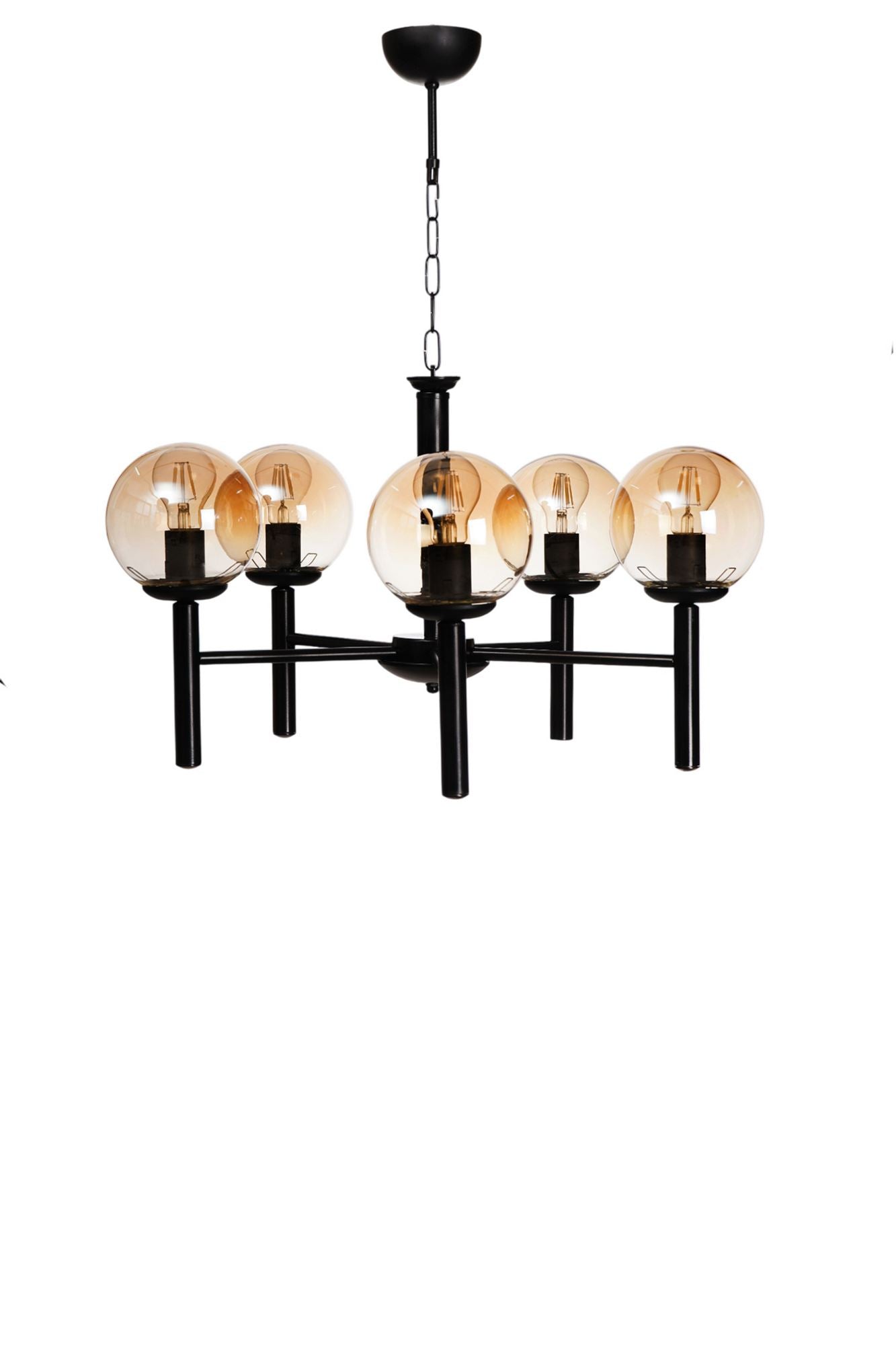 Candeeiro de Teto – Ø15 h:15 cm – Mel e Preto – Metal e Vidro