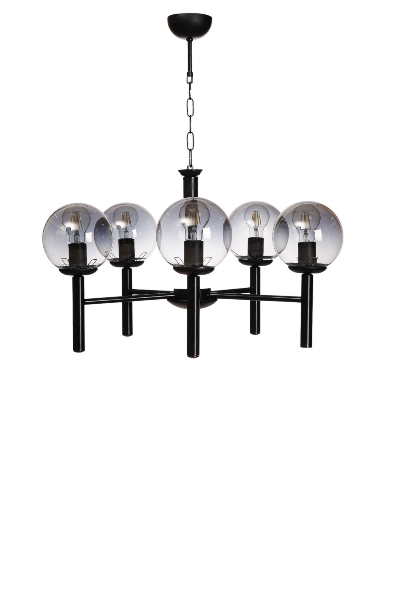 Candeeiro de Teto – 75 cm – Cinza, Preto – Metal e Vidro