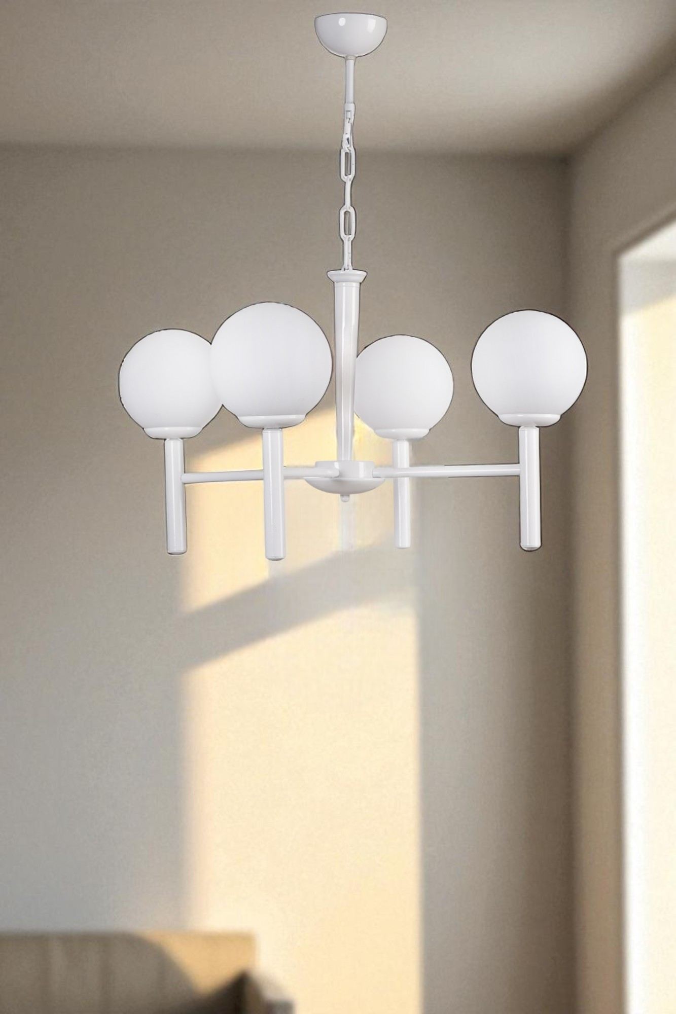 Candeeiro de Teto – Ø15 h:15 cm – Branco – Metal e Vidro