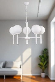 Candeeiro de Teto – 75 cm – Branco – Metal e Vidro