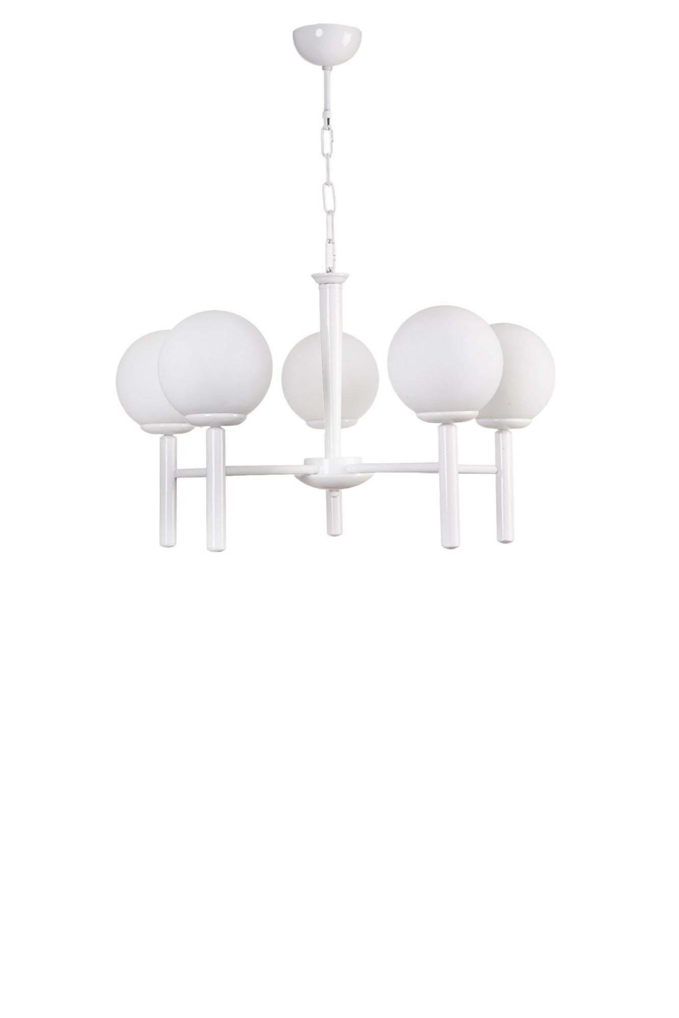 Candeeiro de Teto – 75 cm – Branco – Metal e Vidro