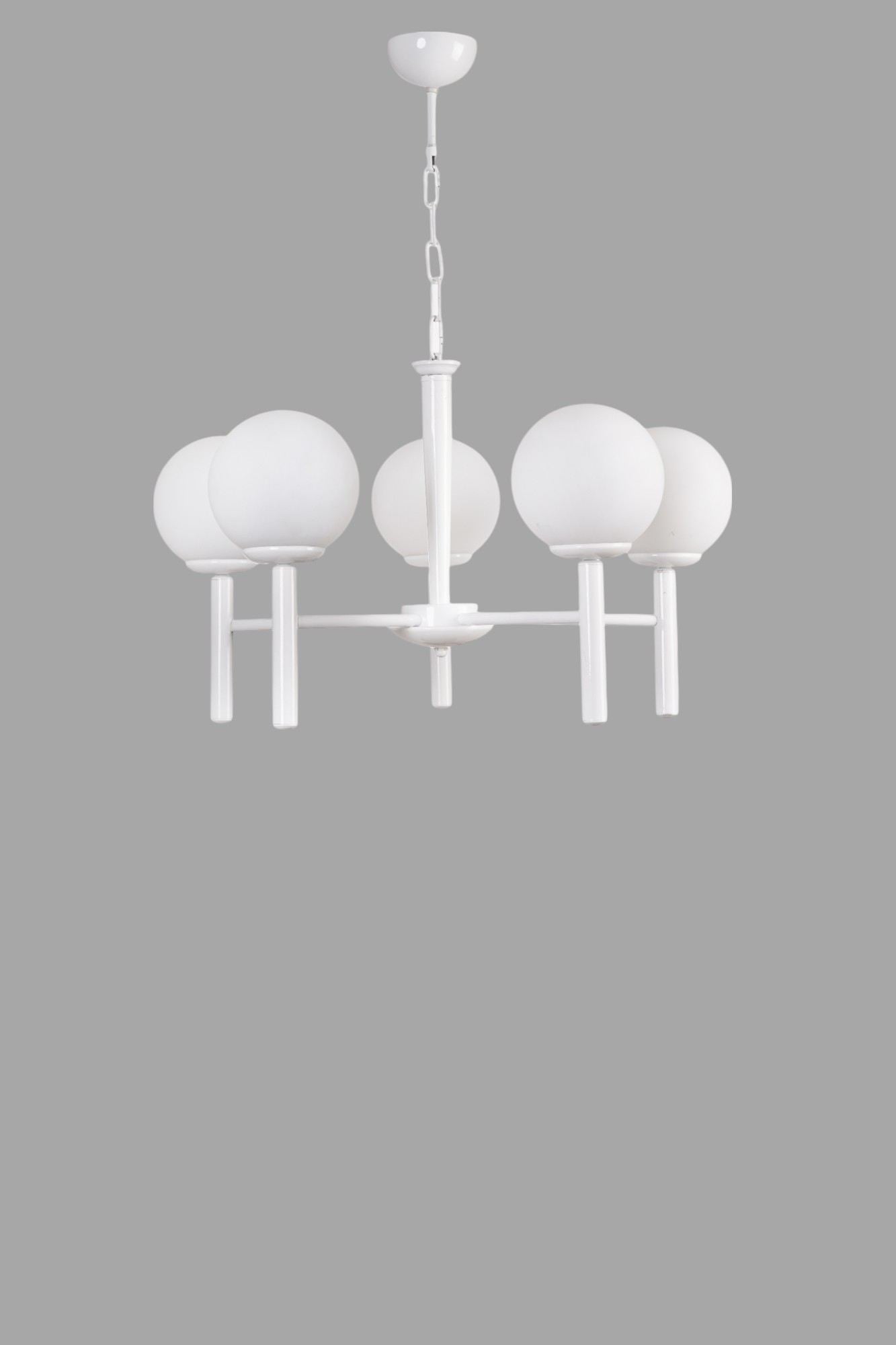 Candeeiro de Teto – 75 cm – Branco – Metal e Vidro