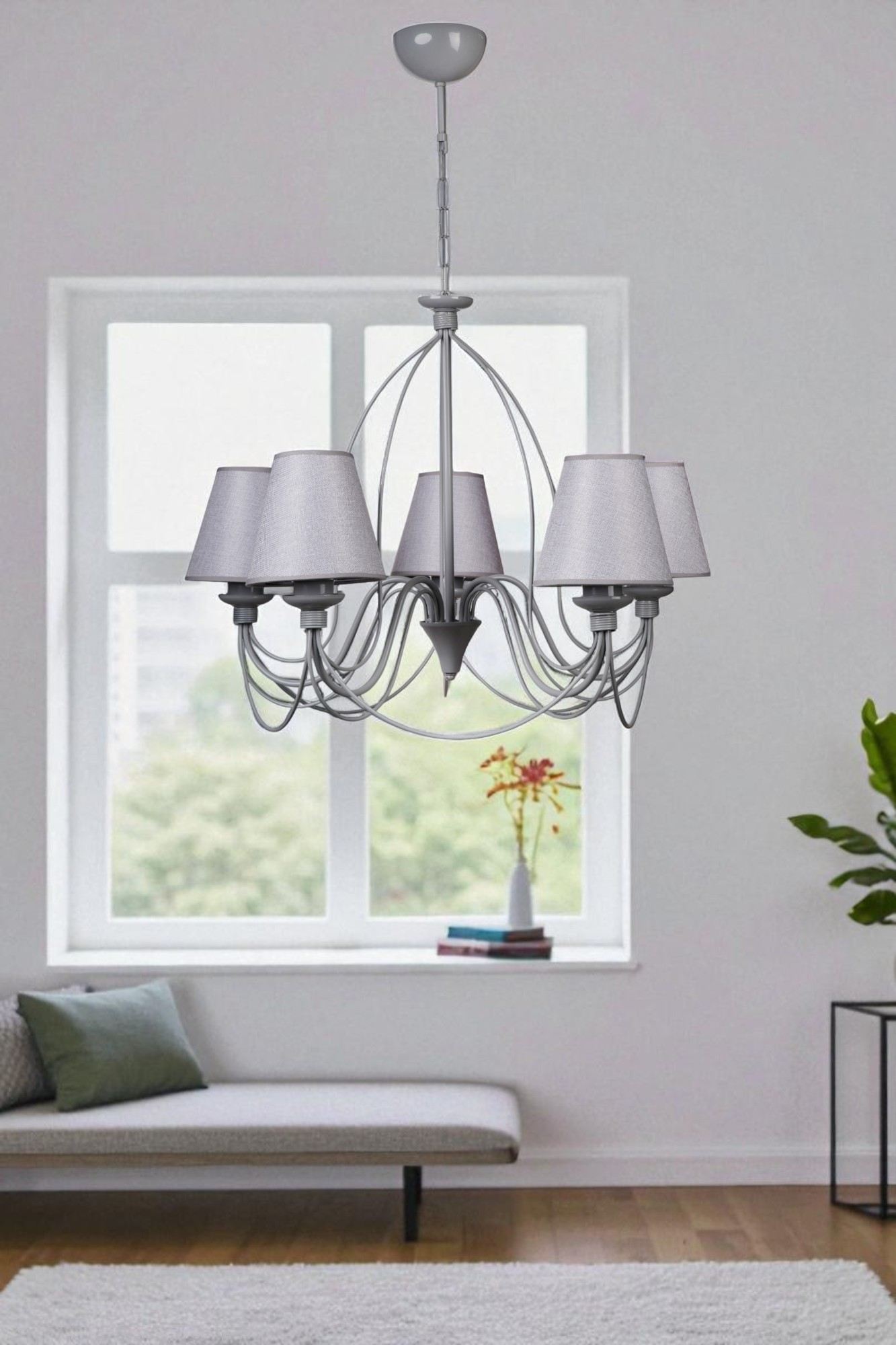 Candeeiro de Teto – 90 cm – Cinza – Metal