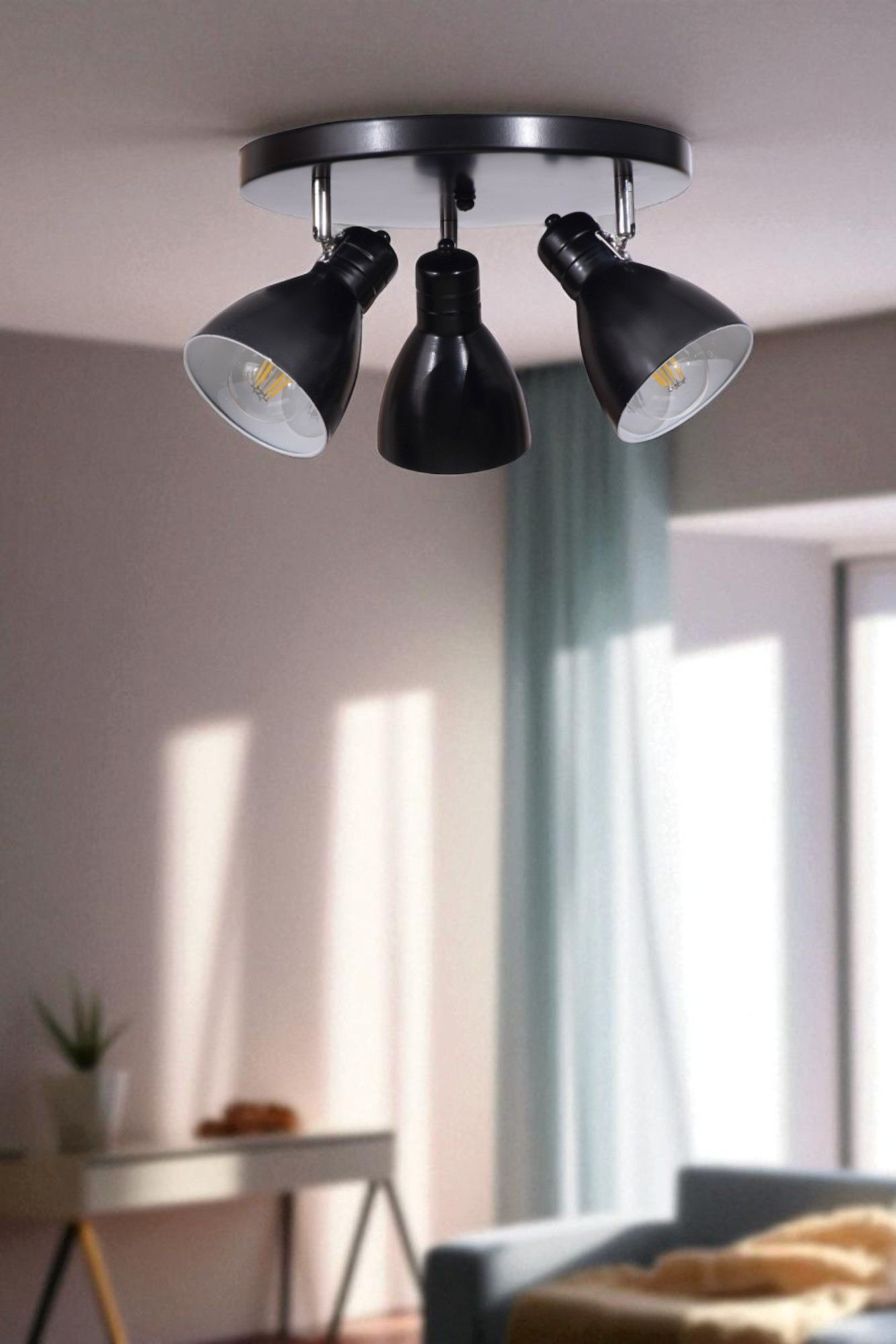 Candeeiro de Teto - Cúpula Ø11 h:15 cm - Preto - Metal