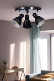 Candeeiro de Teto - Cúpula Ø11 h:15 cm - Preto - Metal