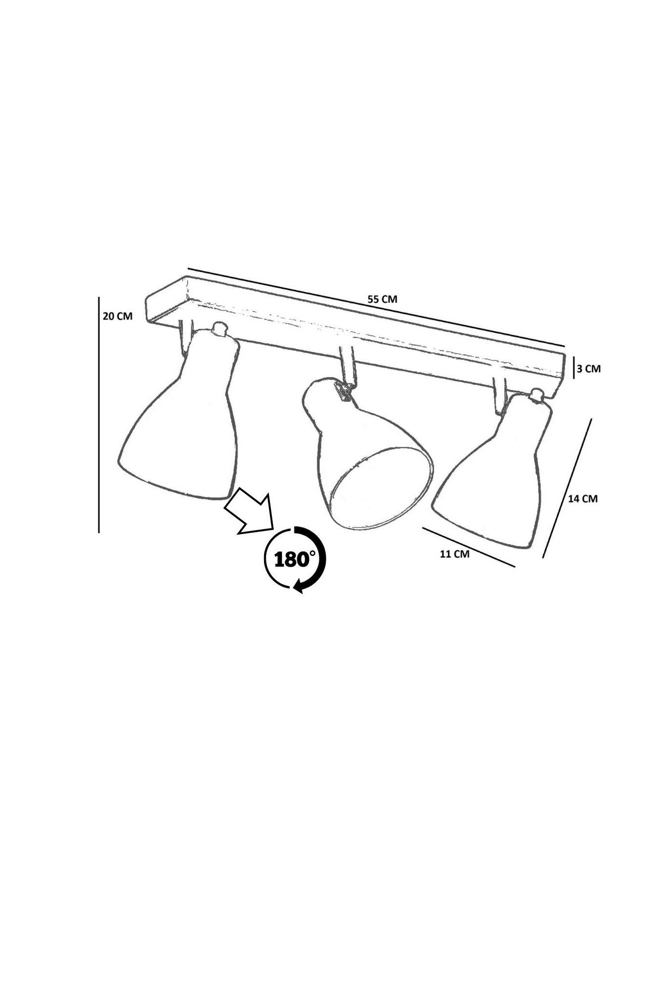 Candeeiro de Teto – 20 cm – Preto – Metal