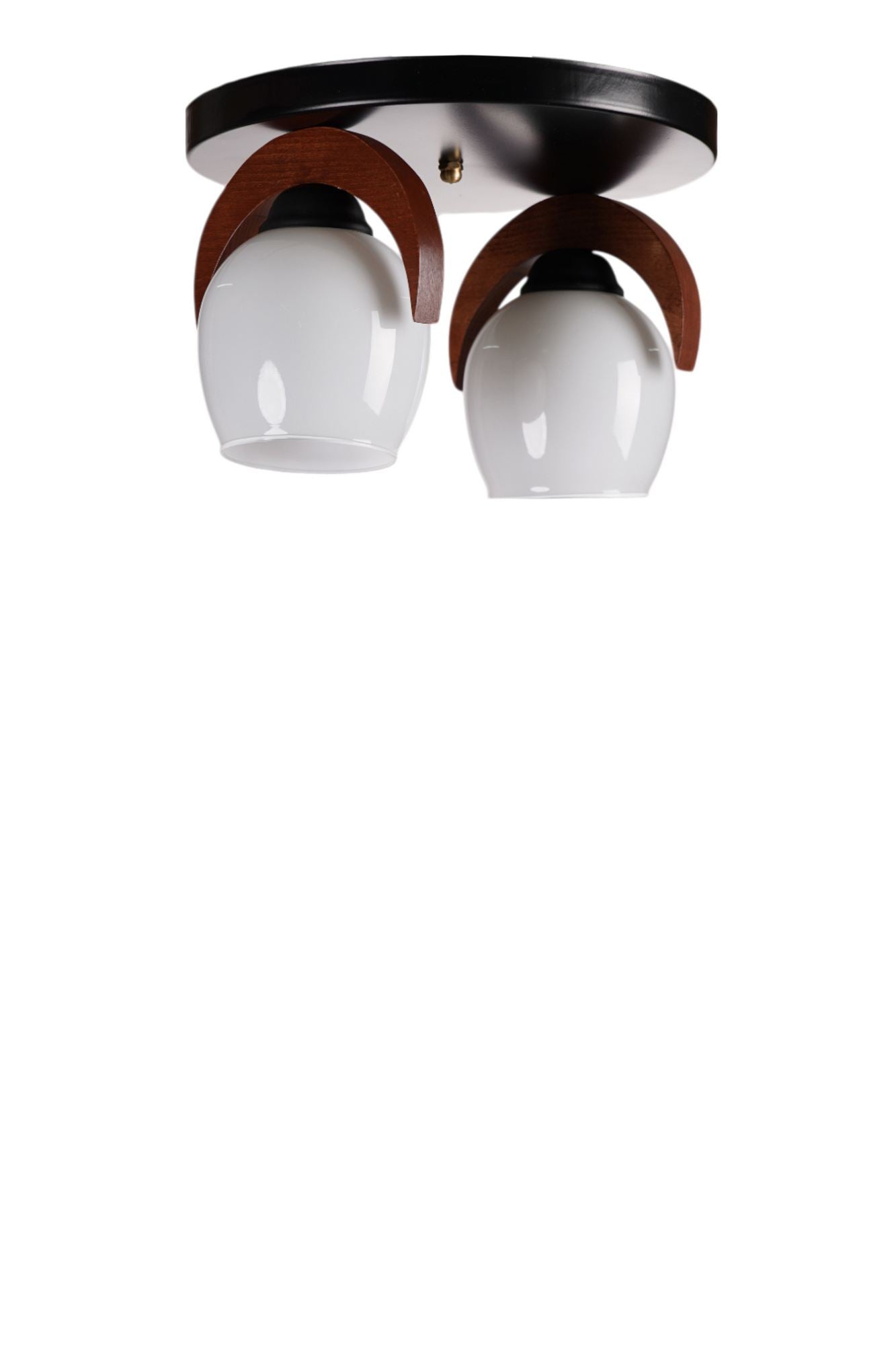 Candeeiro de Teto – Ø12 h:15 cm – Branco, Nogueira, Preto – Metal e Vidro