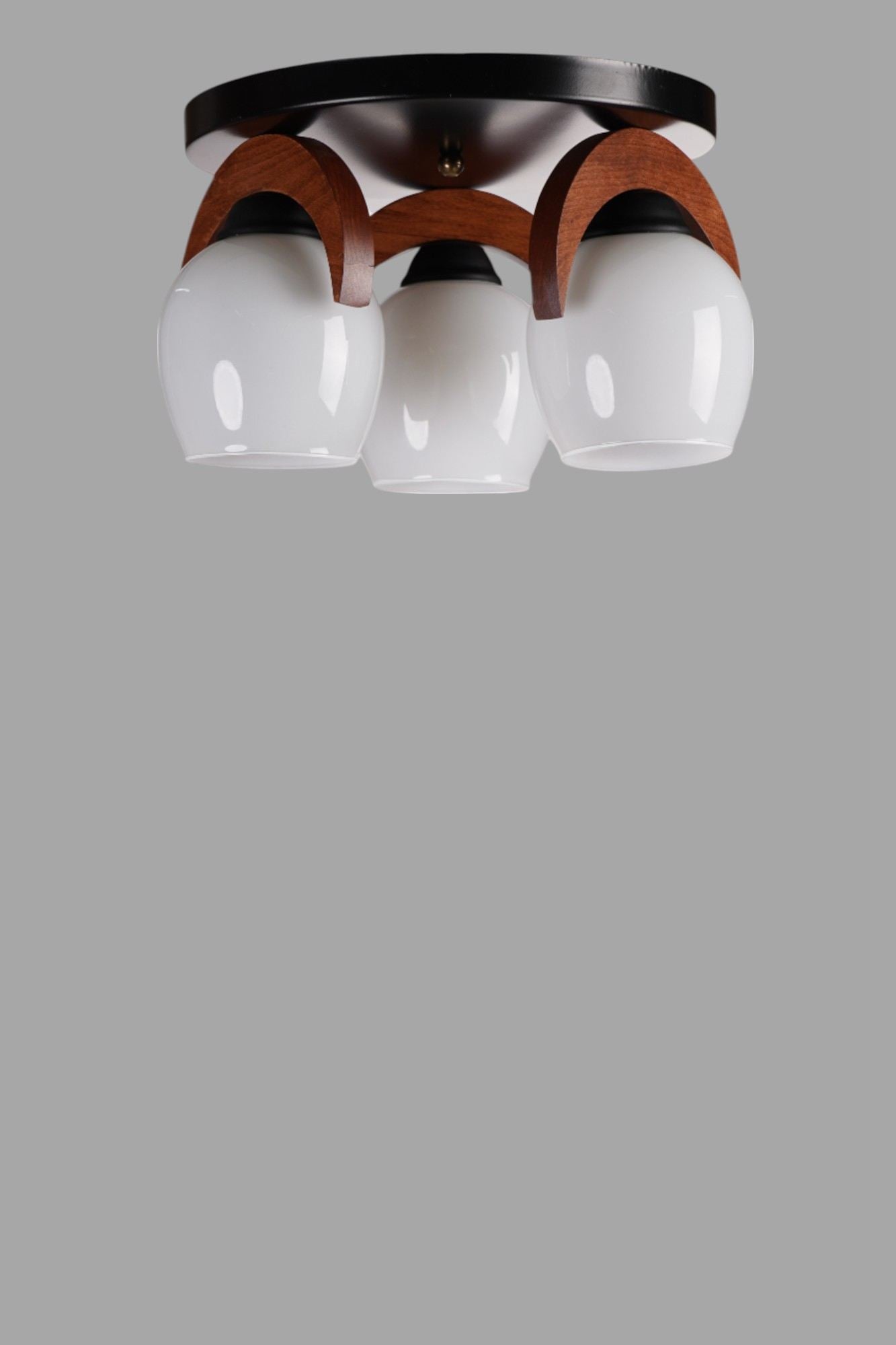 Candeeiro de Teto – Ø12 cm – Branco, Nogueira, Preto – Metal e Vidro