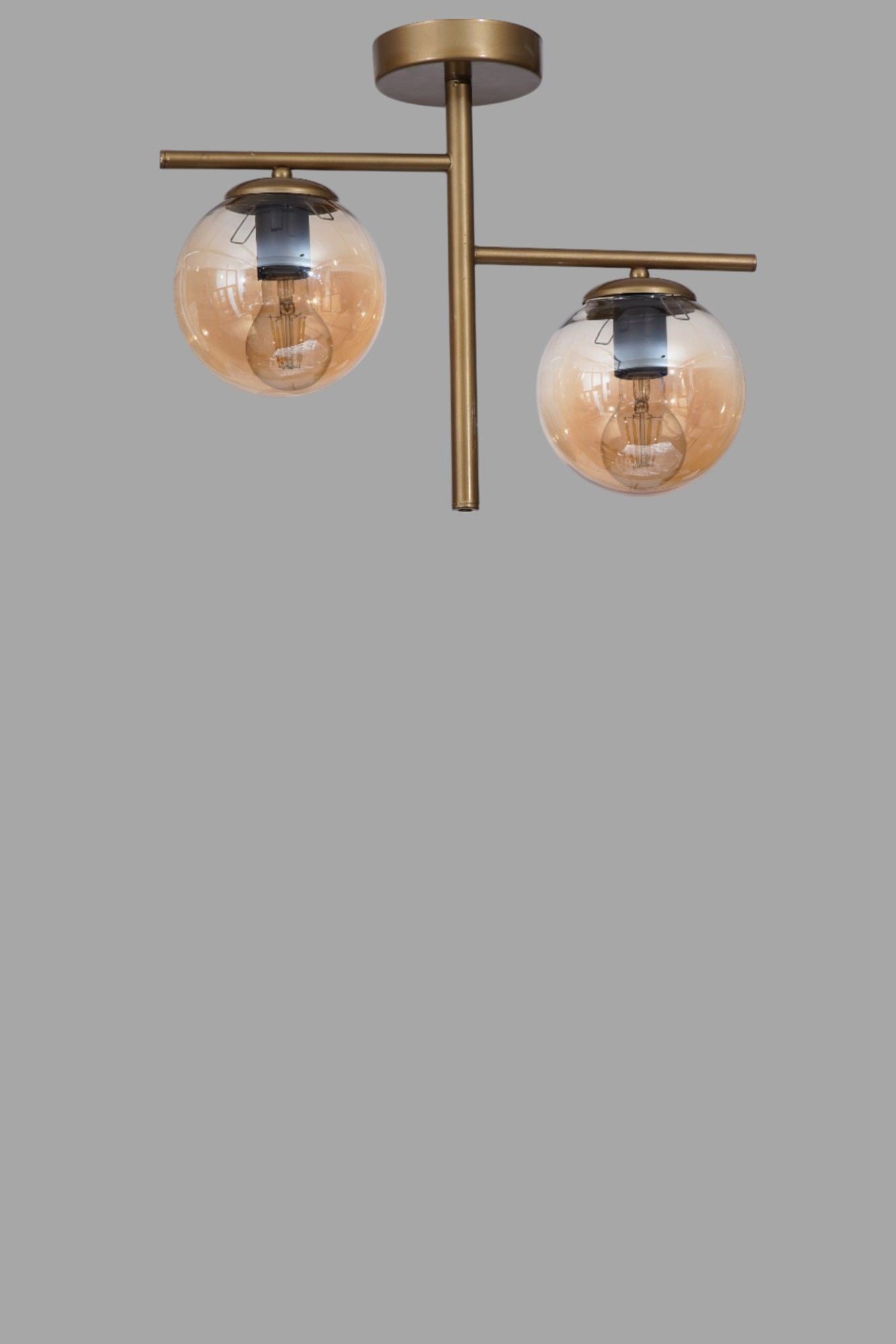 Candeeiro de Teto – 34 cm – Mel e Ouro – Metal e Vidro