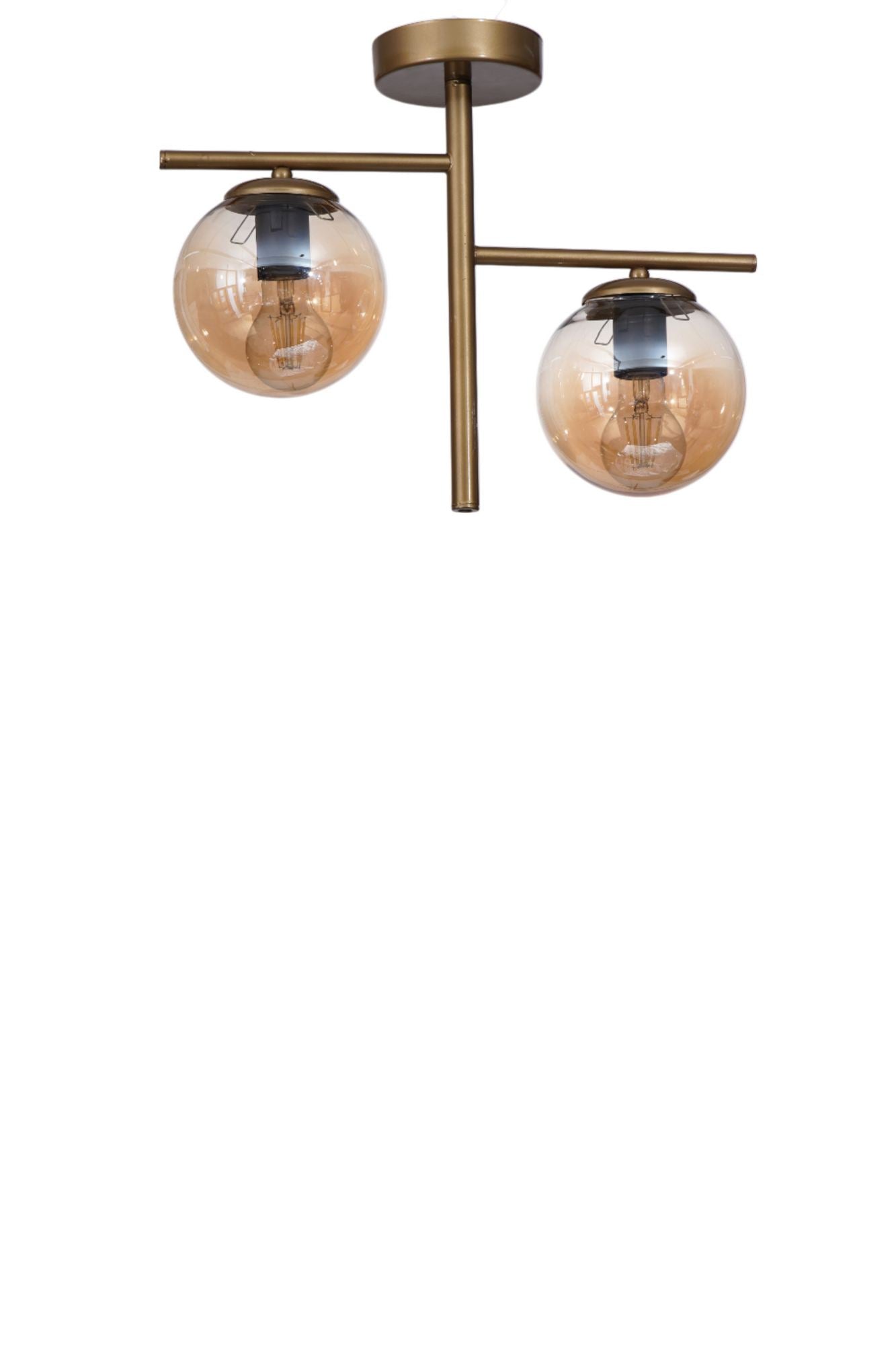 Candeeiro de Teto – 34 cm – Mel e Ouro – Metal e Vidro