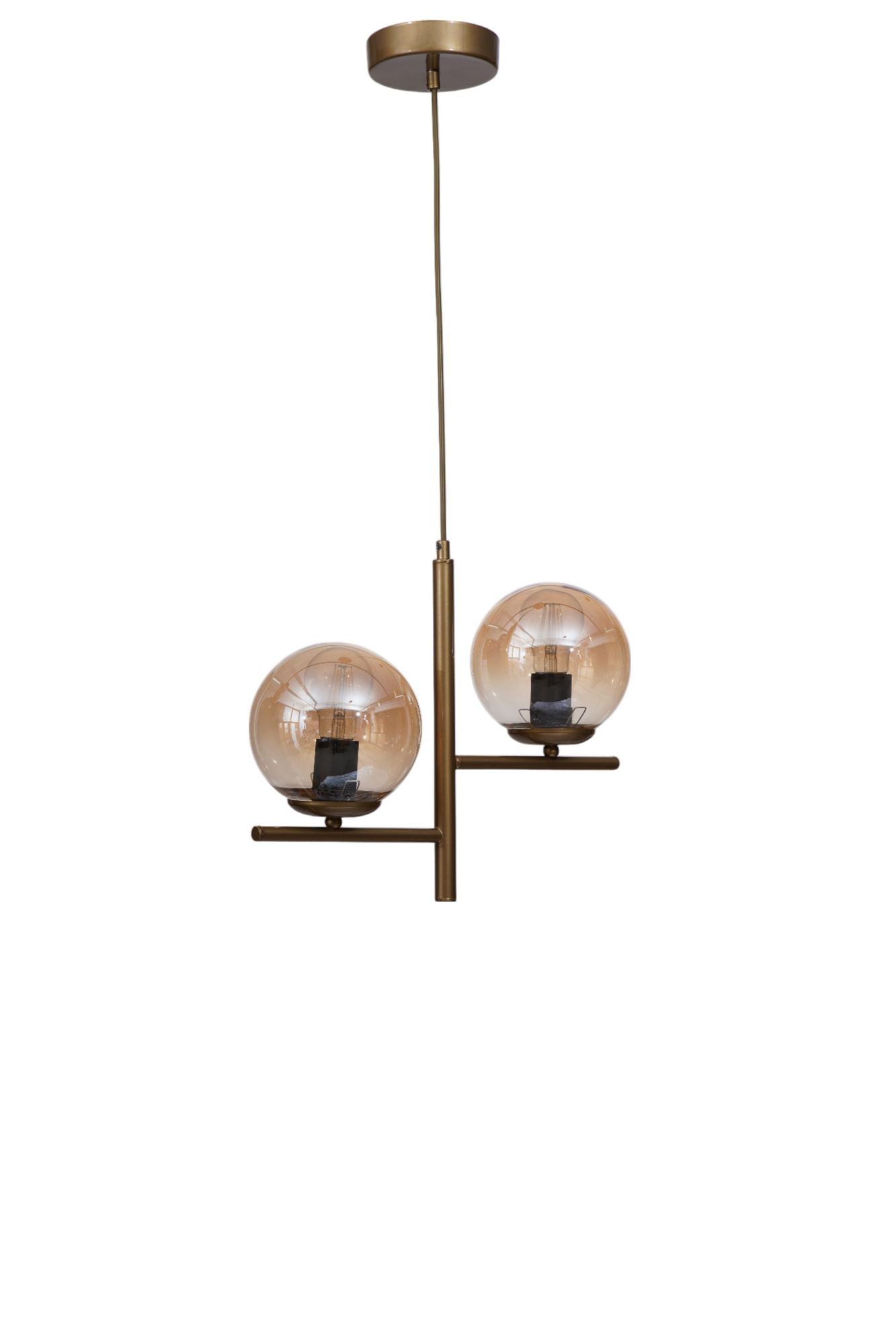 Candeeiro de Teto – Ø15 cm – Mel e Ouro – Metal e Vidro