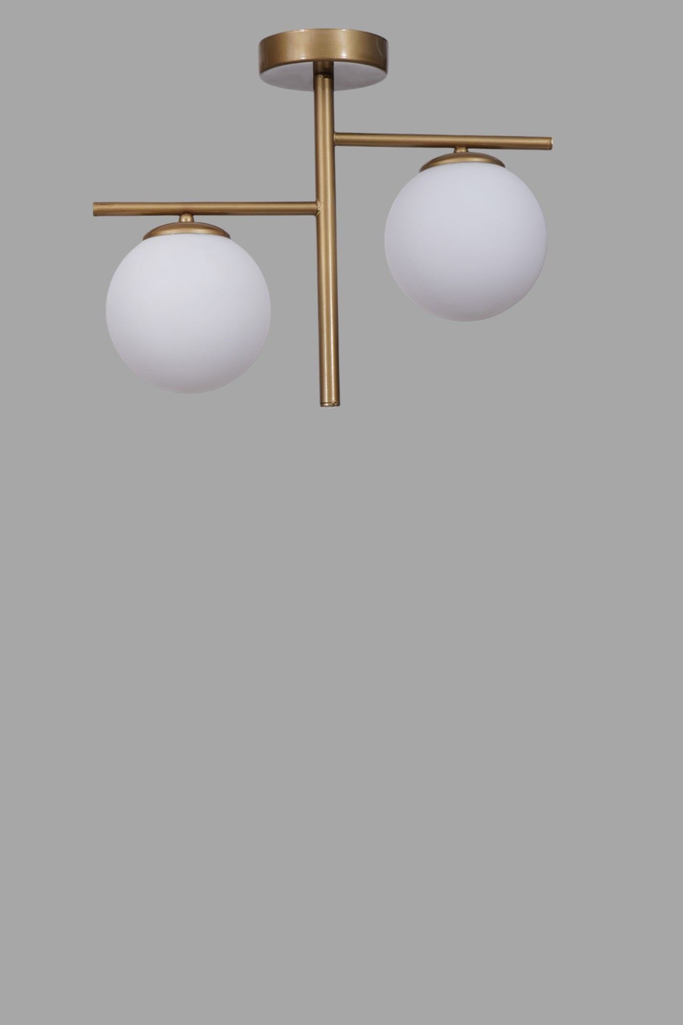 Candeeiro de Teto – 34 cm – Branco e Dourado – Metal e Vidro