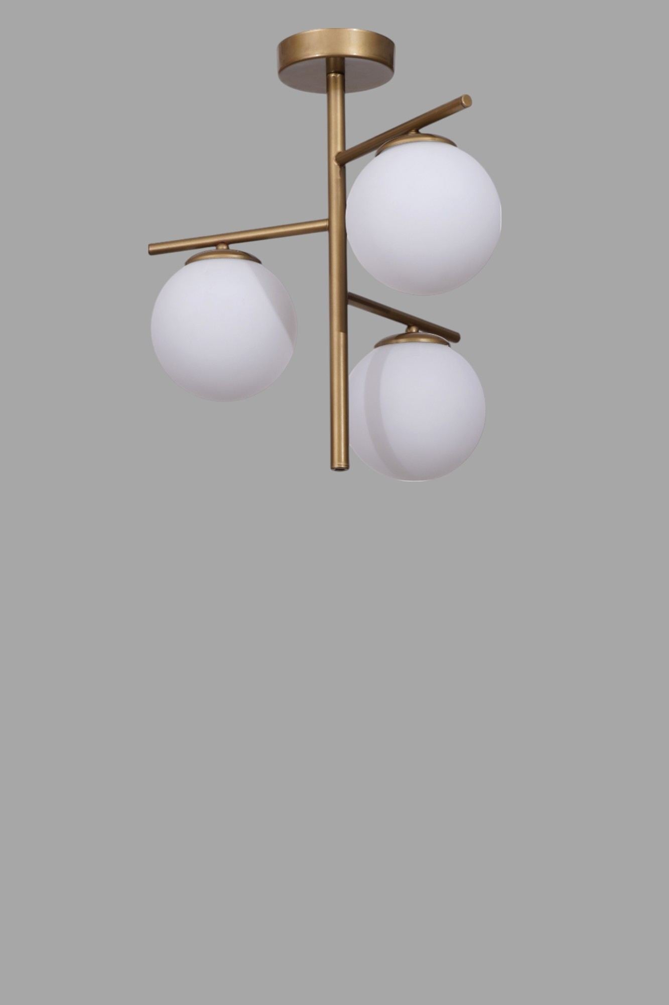 Candeeiro de Teto – Ø15 h:20 cm – Branco e Dourado – Metálico e Vidro