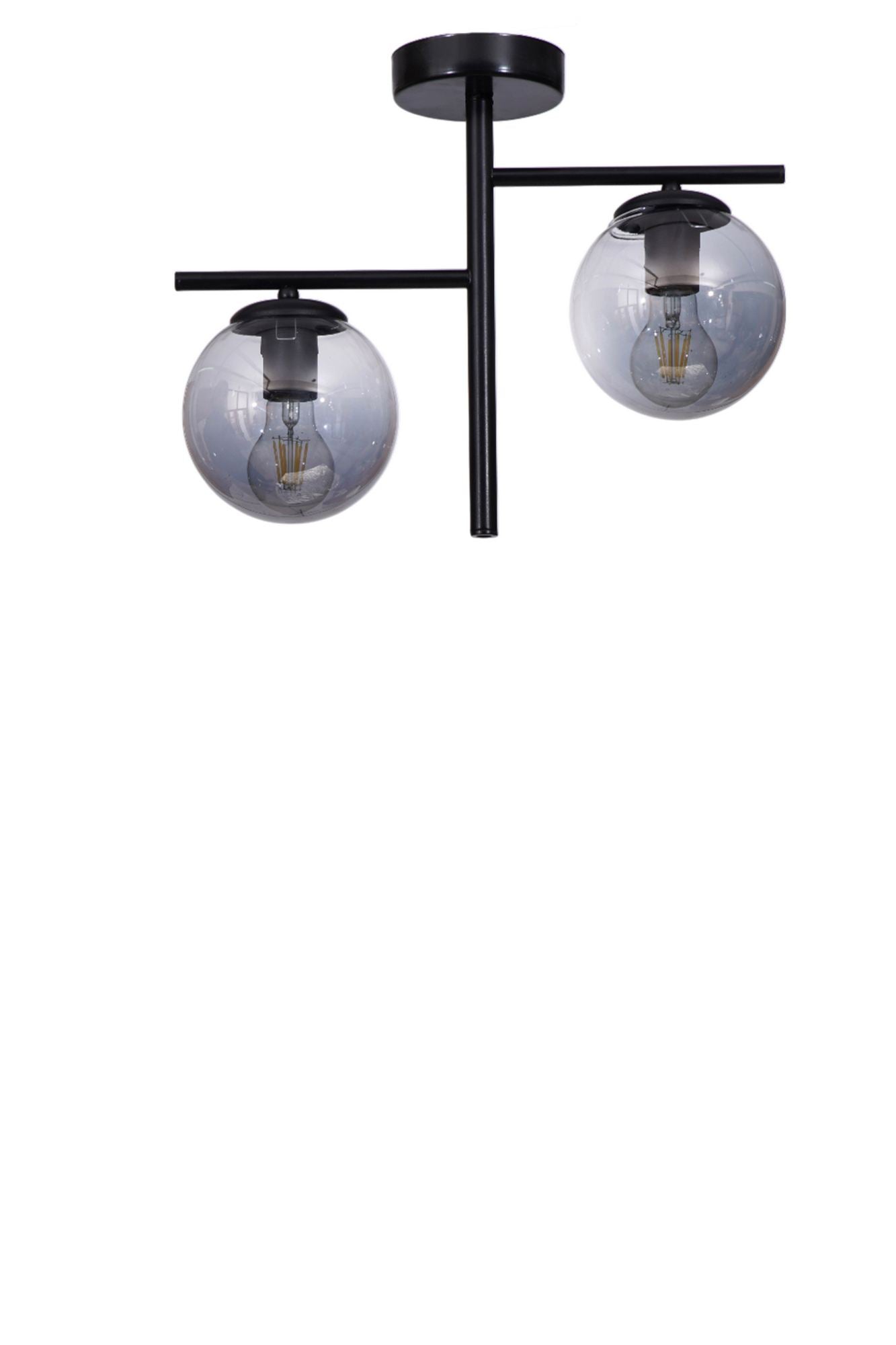 Candeeiro de Teto – 34 cm – Cinza e Preto – Metal e Vidro