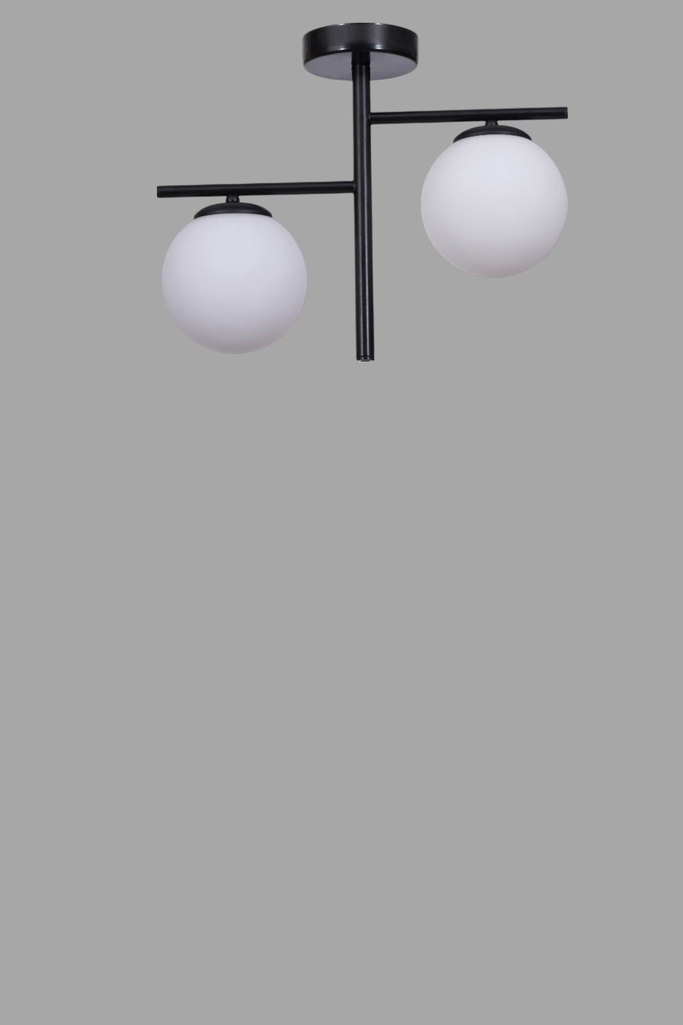 Candeeiro de Teto – 34 cm – Branco e Preto – Metal e Vidro