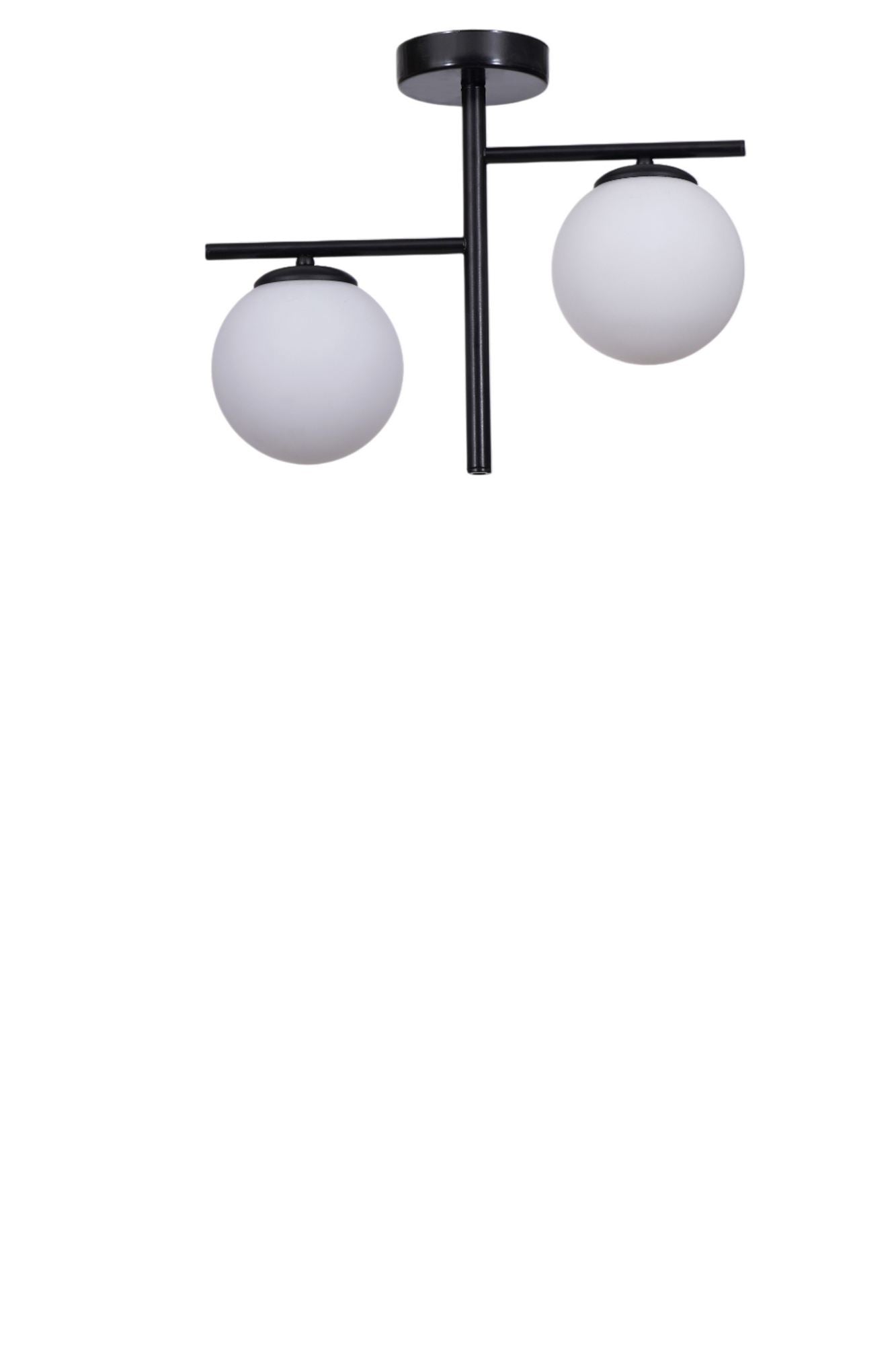 Candeeiro de Teto – 34 cm – Branco e Preto – Metal e Vidro