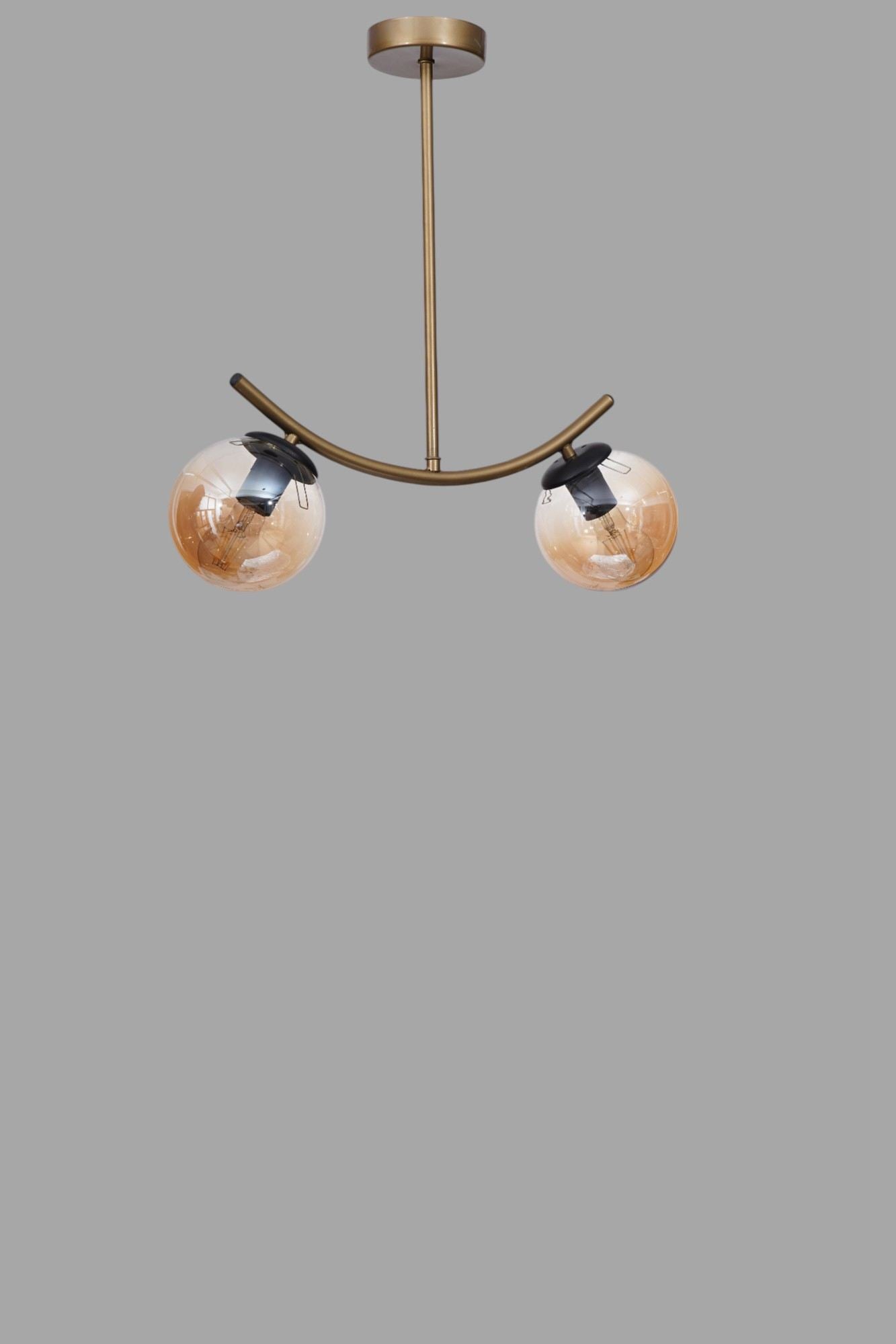 Candeeiro de Teto – Ø15 h:31 cm – Mel e Ouro – Metal e Vidro
