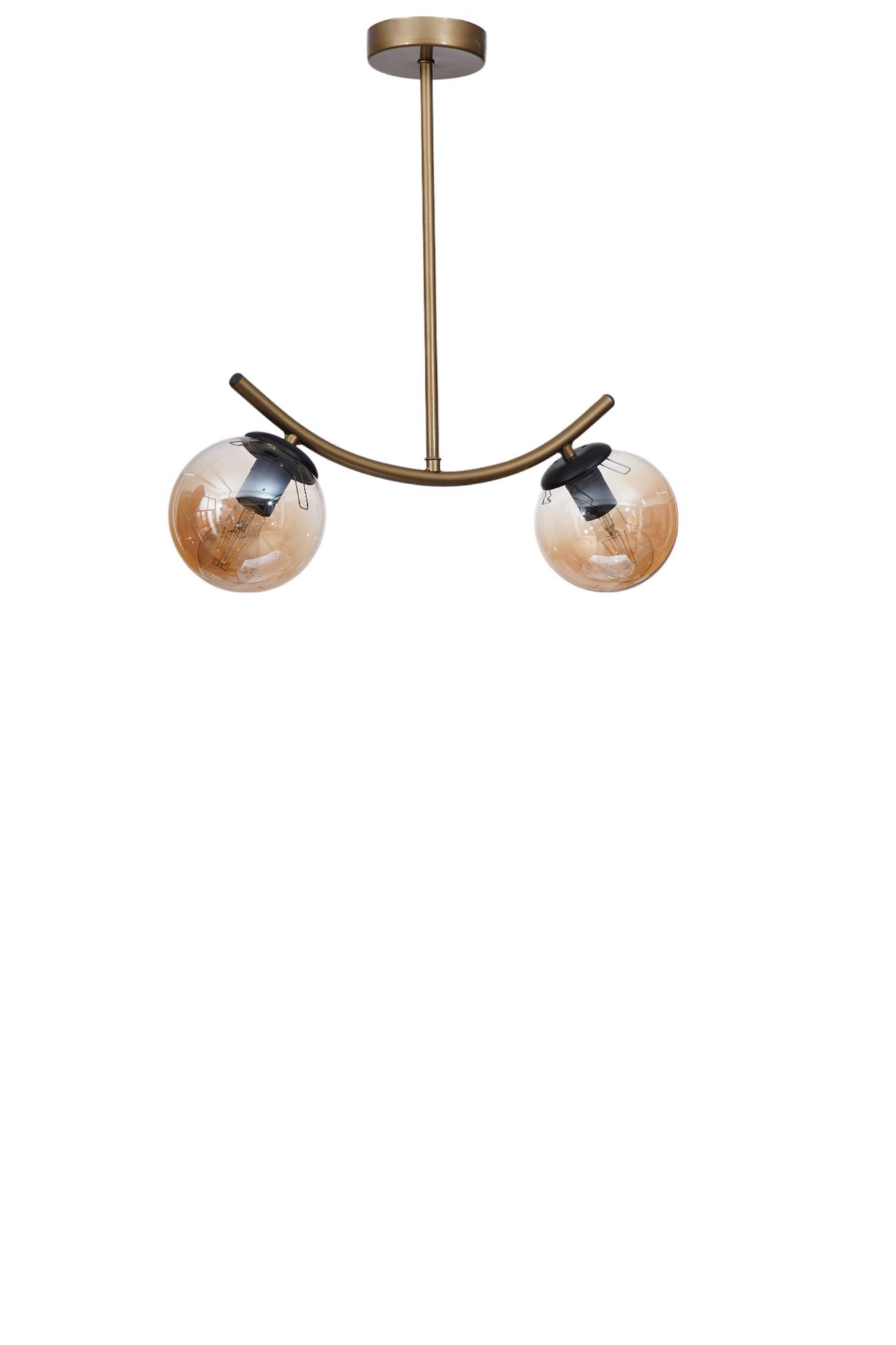Candeeiro de Teto – Ø15 h:31 cm – Mel e Ouro – Metal e Vidro