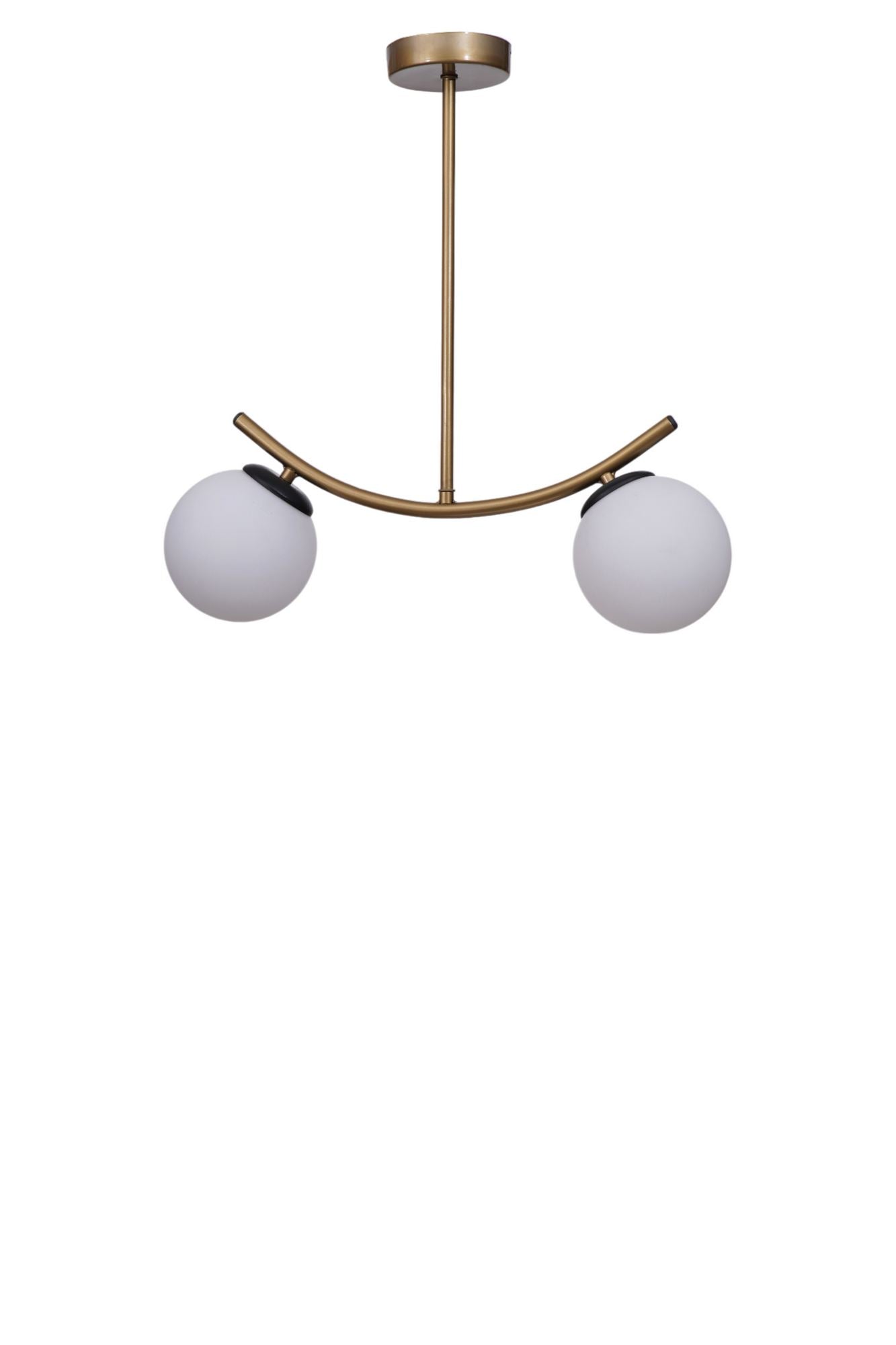 Candeeiro de Teto – 40-60 cm – Branco e Dourado – Metal e Vidro