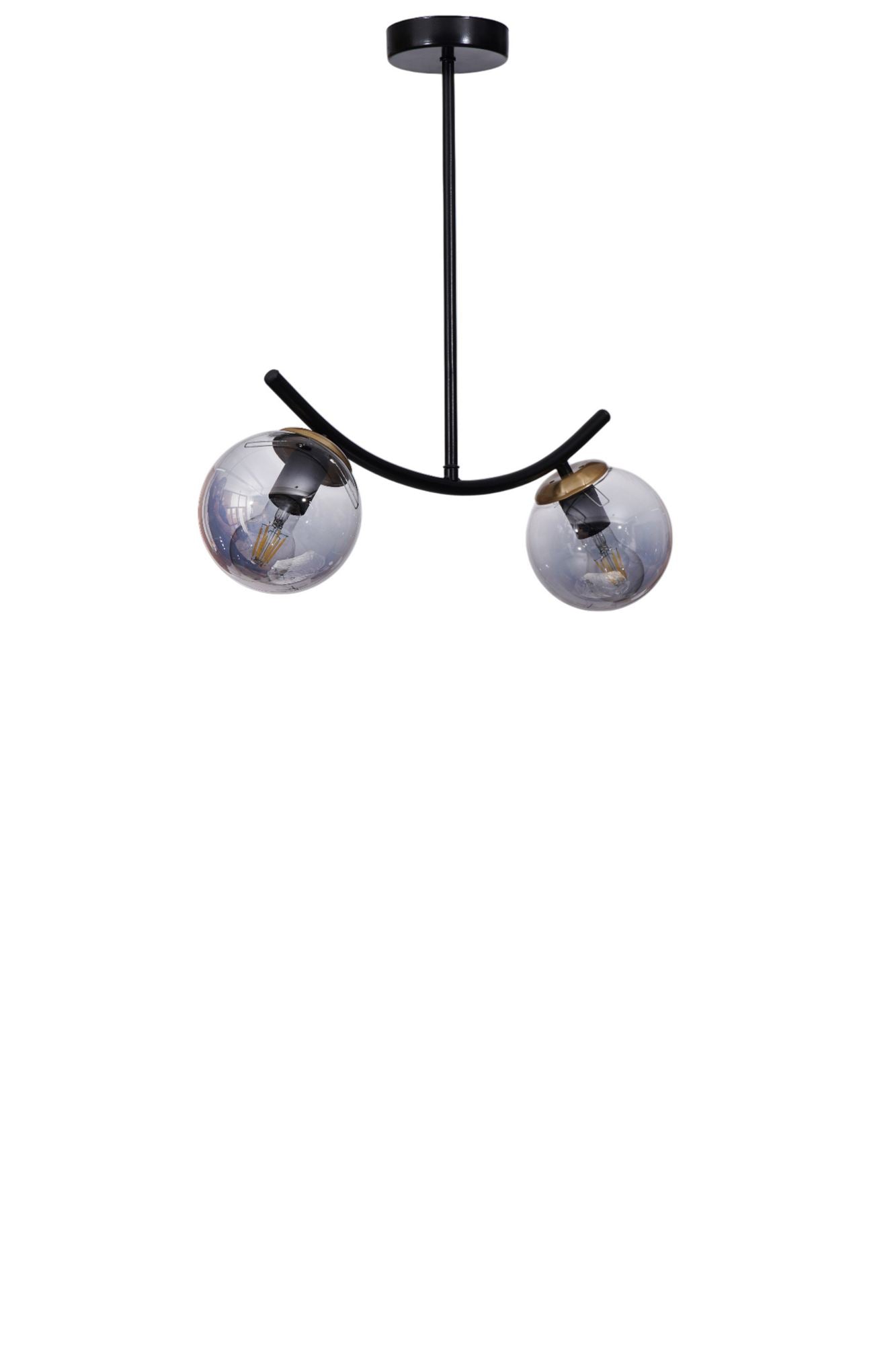 Candeeiro de Teto – 40-60 cm – Cinza e Preto – Metal e Vidro