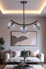 Candeeiro de Teto – 40-60 cm – Cinza e Preto – Metal e Vidro