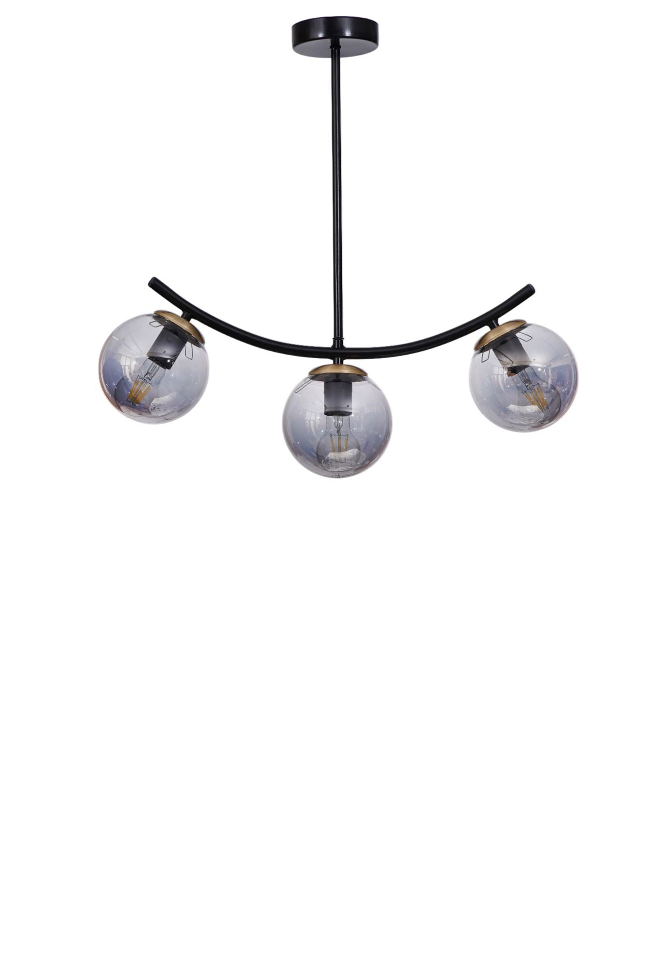 Candeeiro de Teto – 40-60 cm – Cinza e Preto – Metal e Vidro