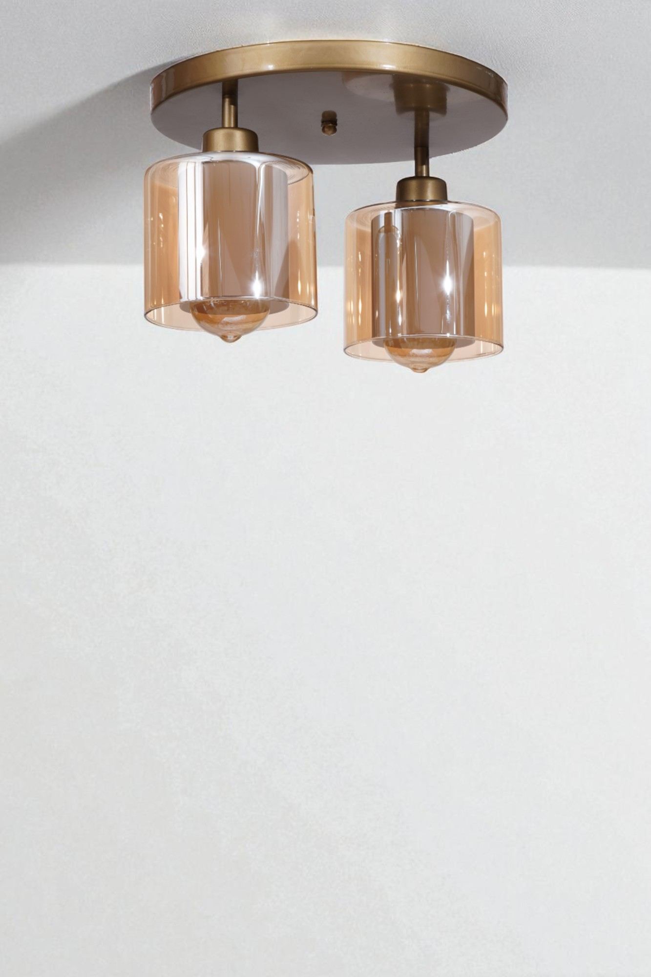 Candeeiro de Teto – 21 cm – Mel e Ouro – Metal com vidro