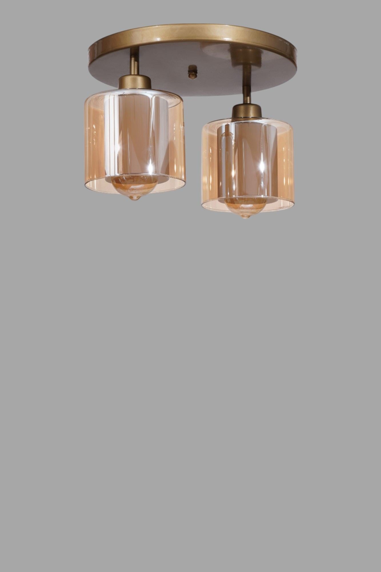 Candeeiro de Teto – 21 cm – Mel e Ouro – Metal com vidro