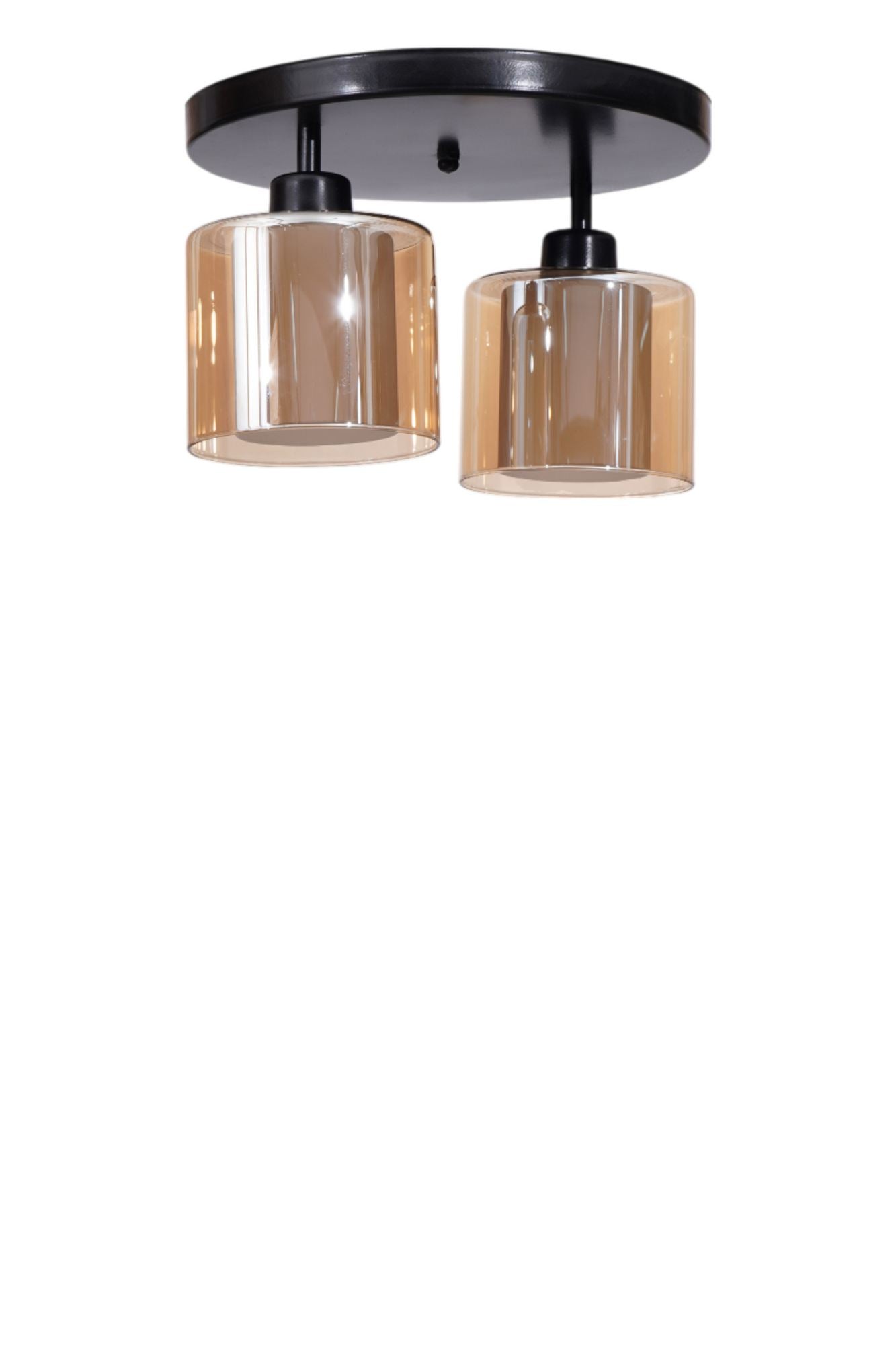 Candeeiro de Teto – 21 cm – Mel e Preto – Metal e Vidro