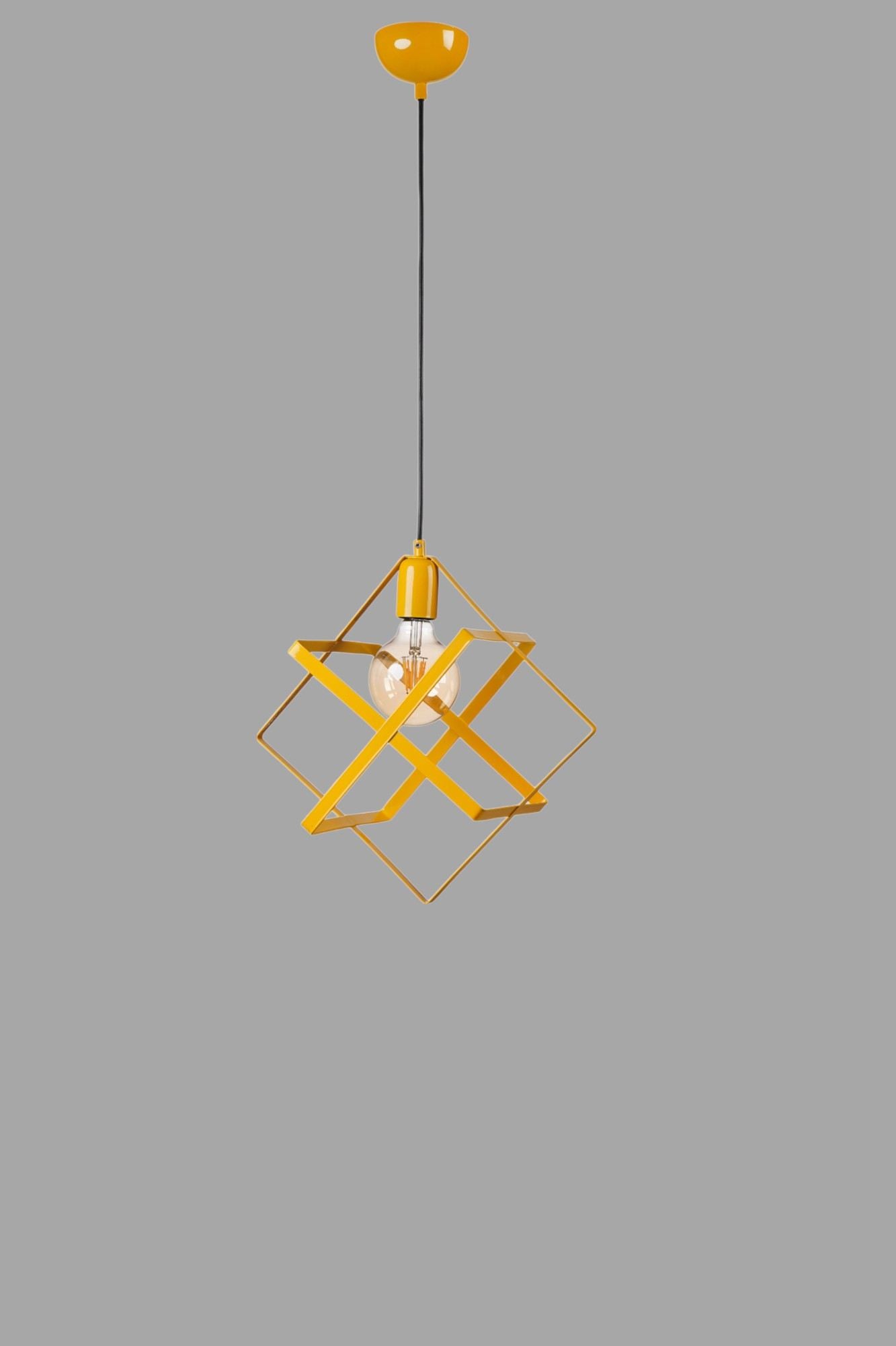 Candeeiro de Teto – 70 cm – Mostarda – Metal