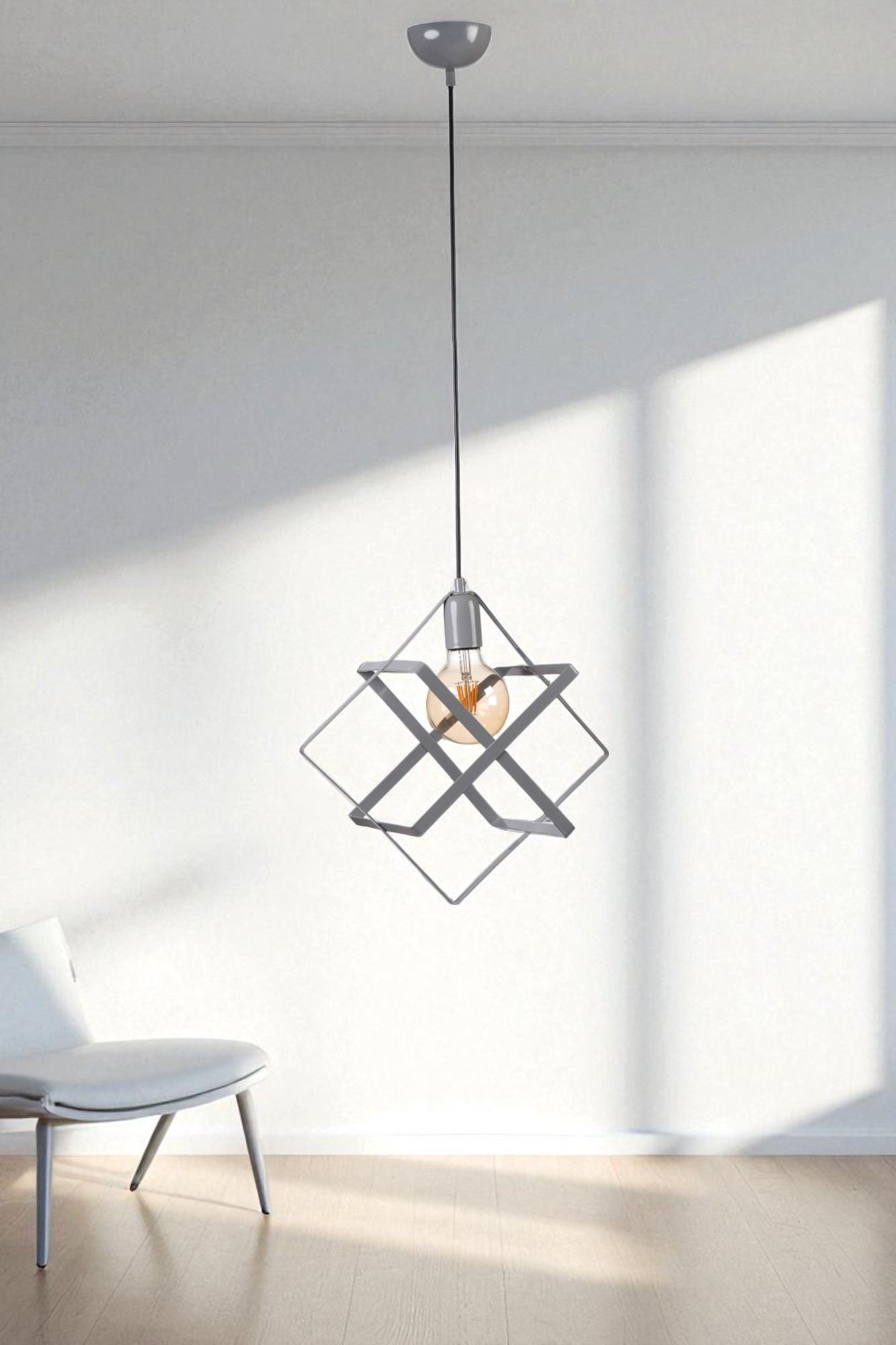 Candeeiro de Teto – 70 cm – Cinza – Metal