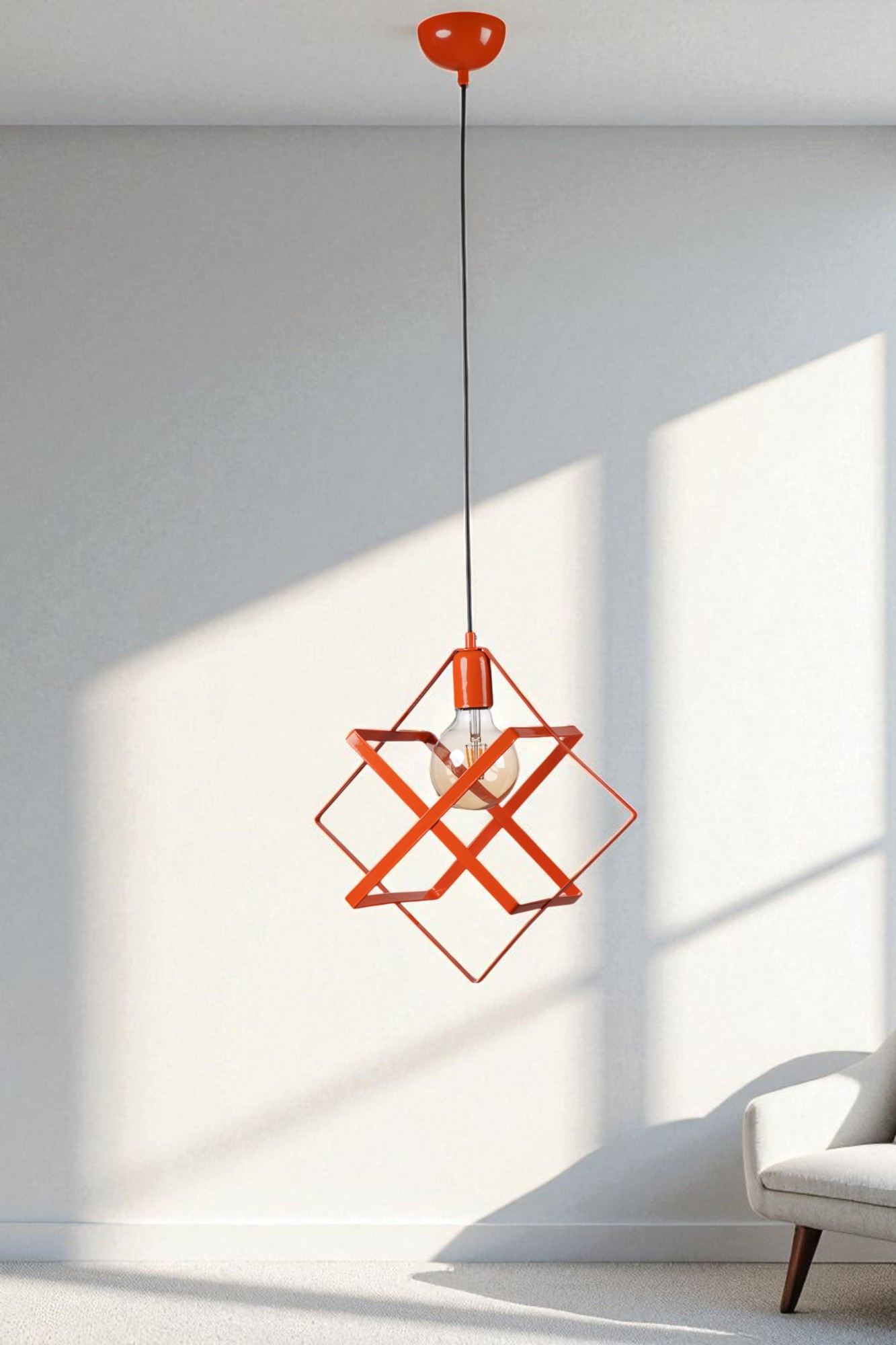 Candeeiro de Teto – 70 cm – Laranja – Metal