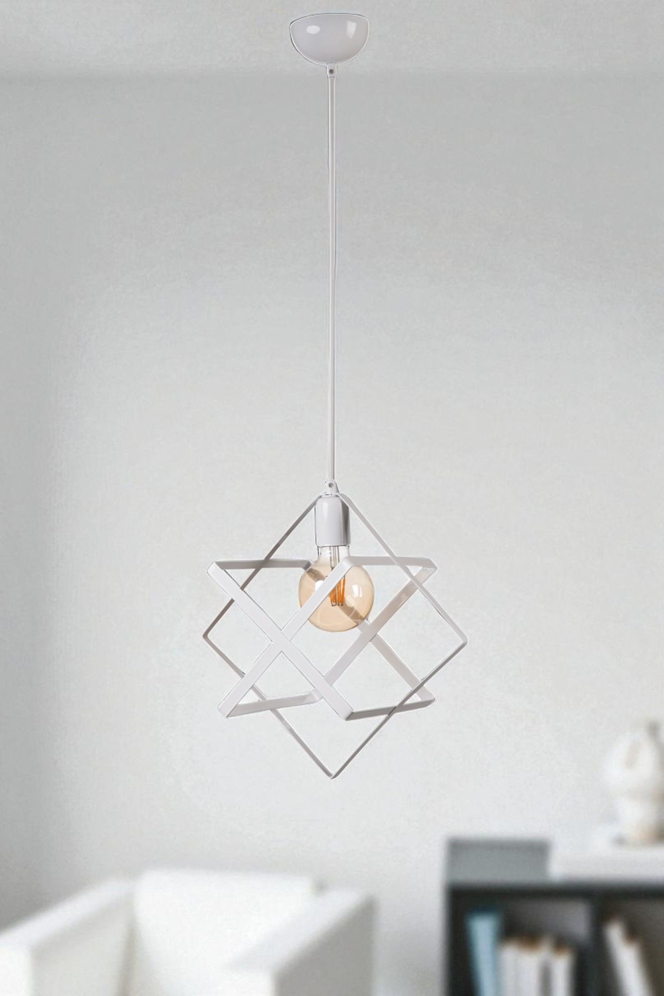 Candeeiro de Teto – 70 cm – Branco – Metal
