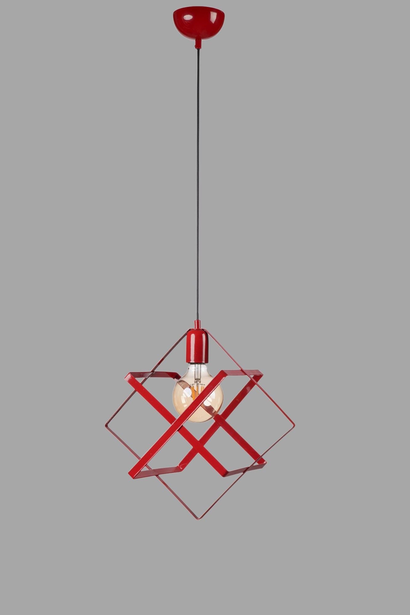 Candeeiro de Teto – 70 cm – Vermelho – Metal