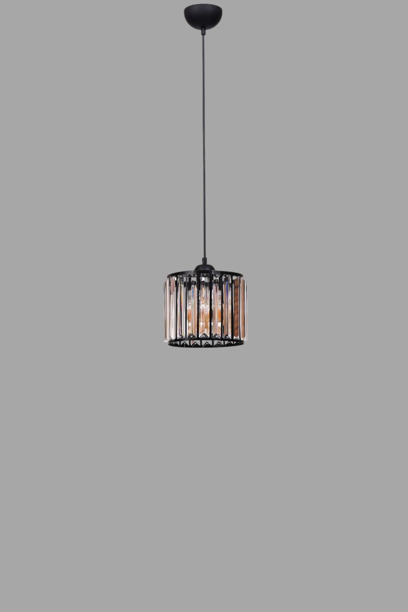 Candeeiro de Teto – 80 cm – Preto – Metal e Vidro