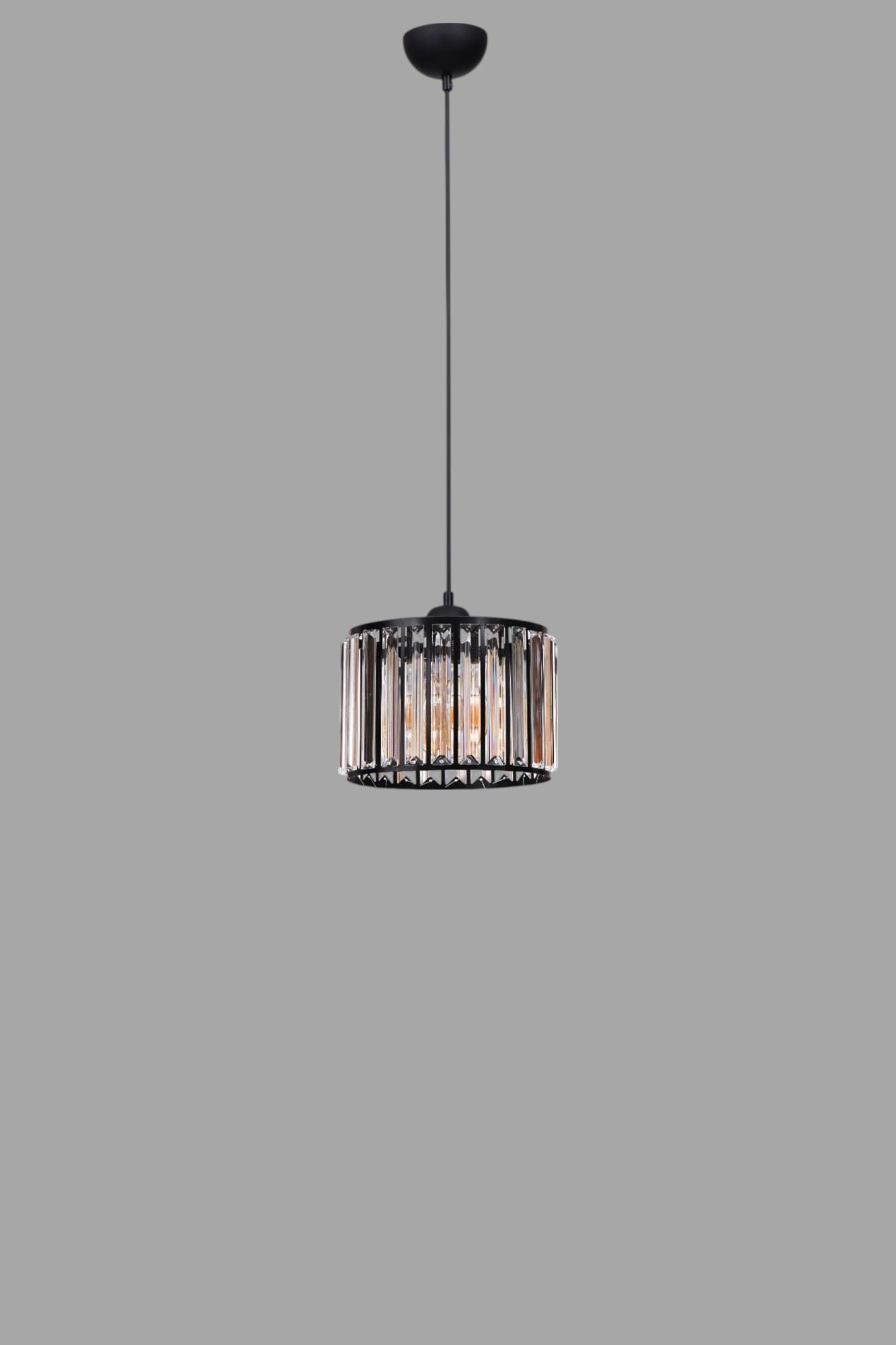 Candeeiro de Teto - Ø21 x 17 cm - Preto - Metal e Vidro