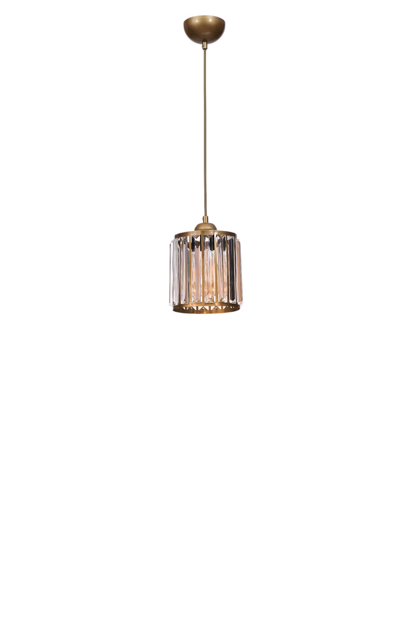 Candeeiro de Teto – 80 cm – Dourado – Metal e Vidro