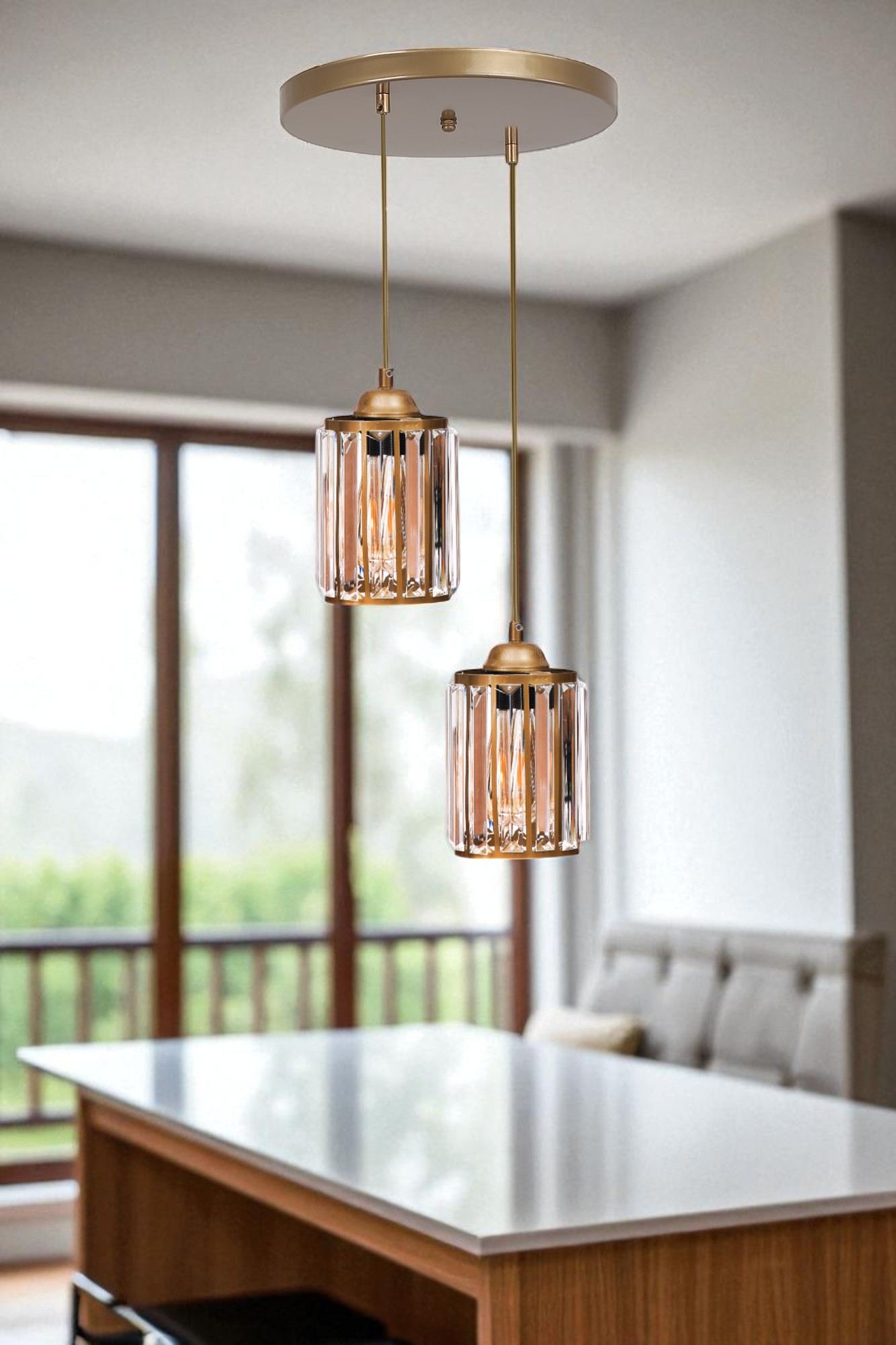 Candeeiro de Teto – 80 cm – Dourado – Metal