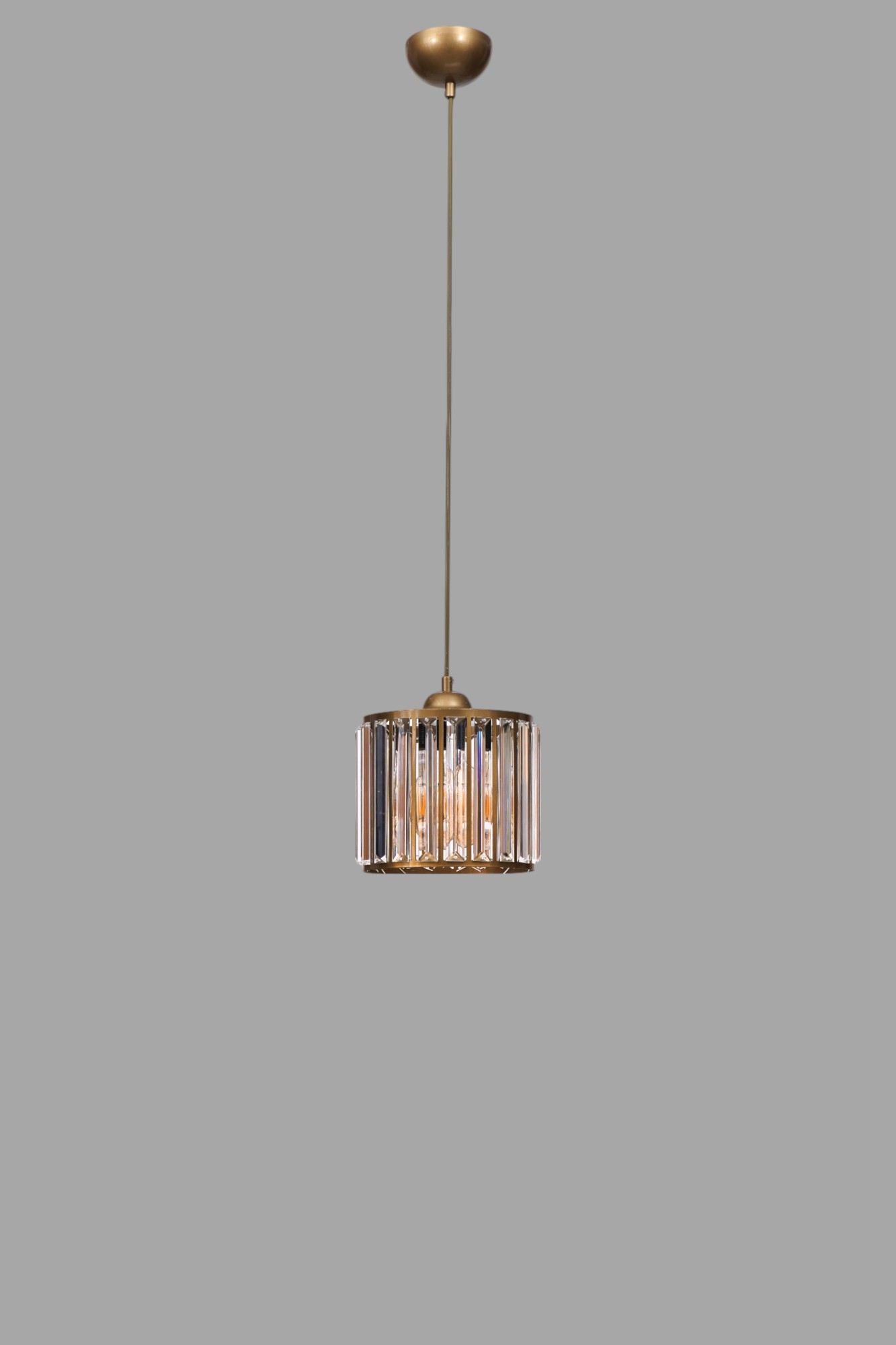 Candeeiro de Teto – Ø16 h:17 cm – Dourado – Metal e Vidro