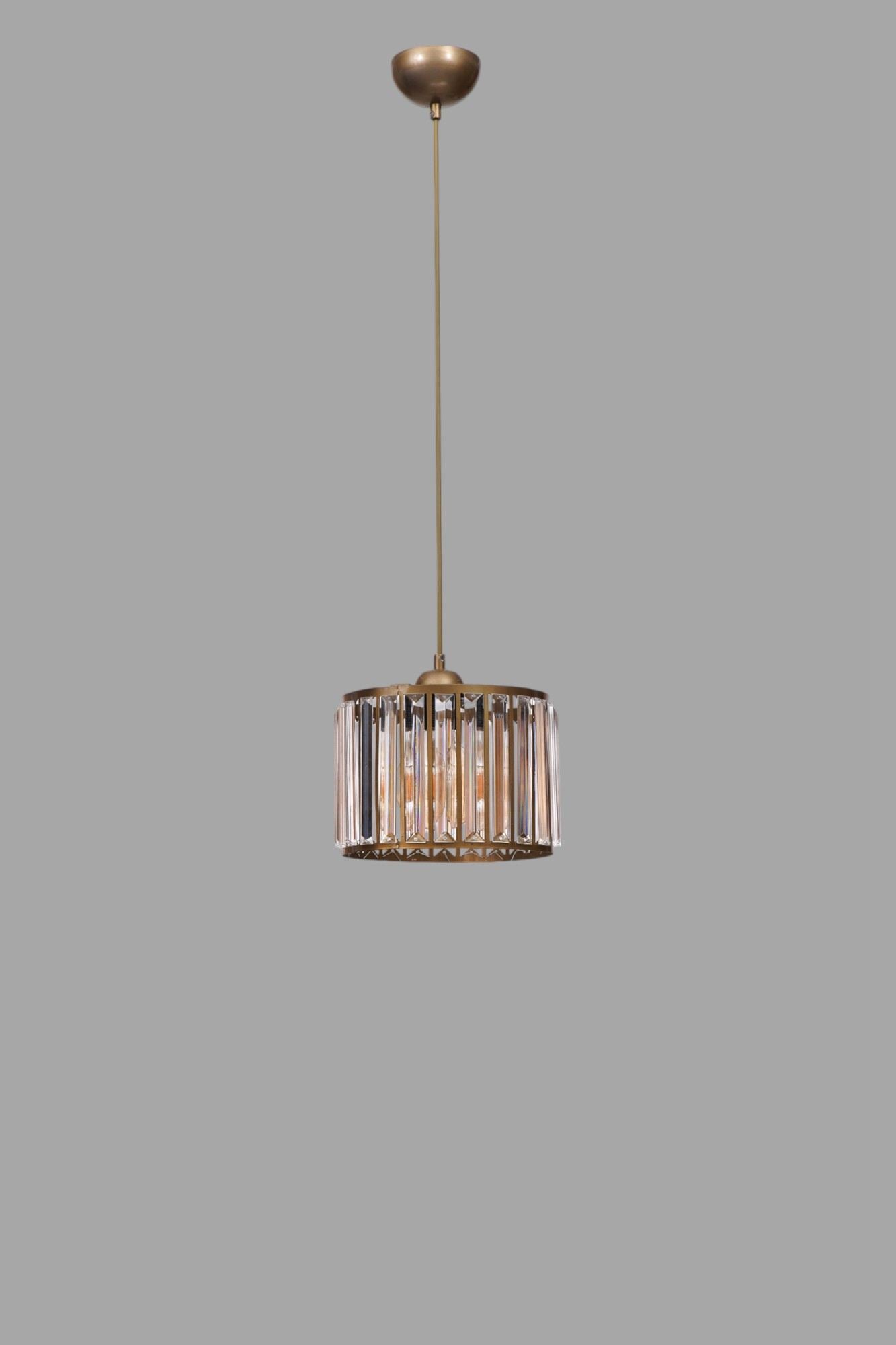 Candeeiro de Teto – 80 cm – Dourado – Metal e Vidro