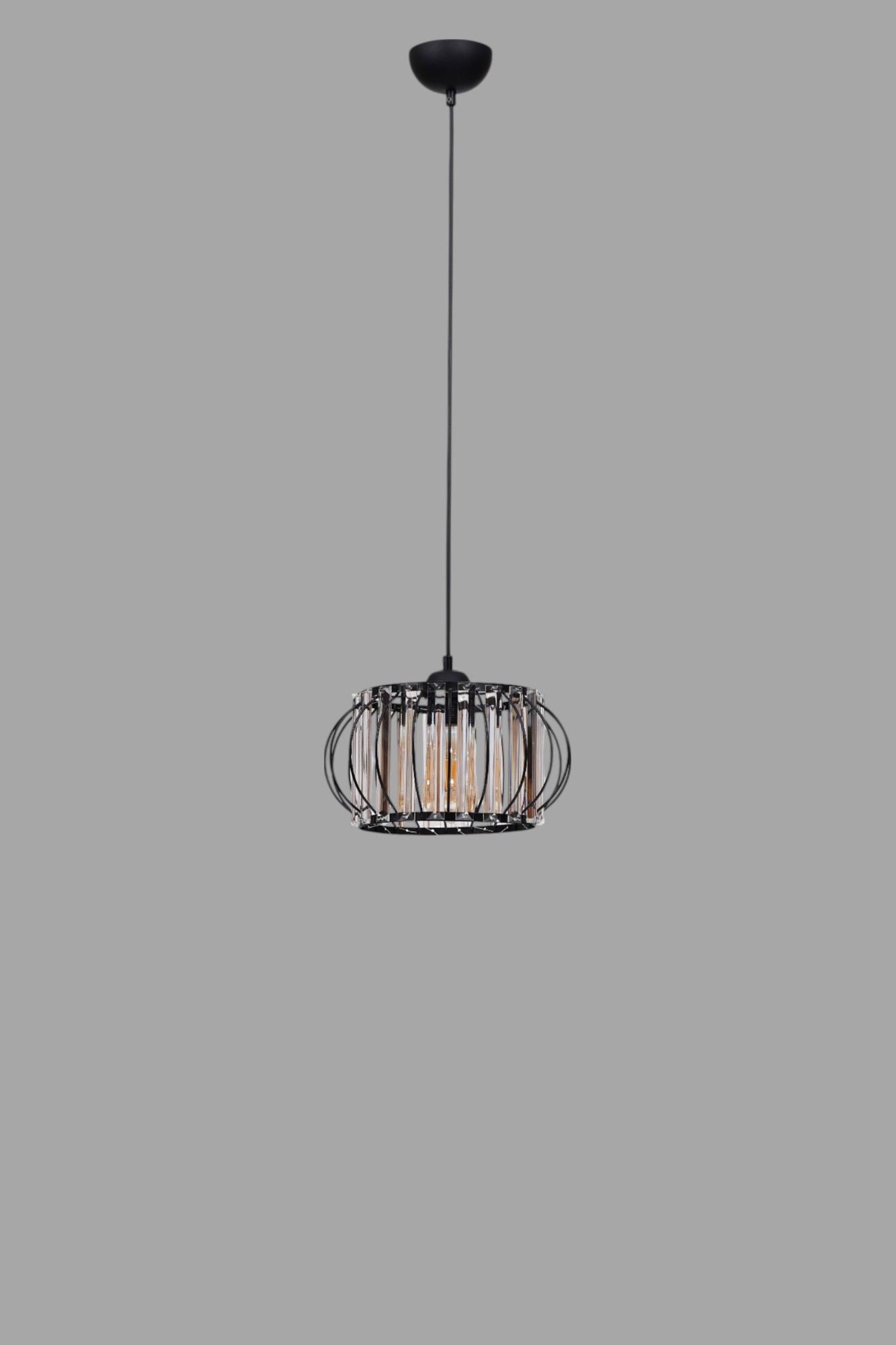 Candeeiro de Teto – Ø19 h:16 cm – Preto – Metal e Vidro