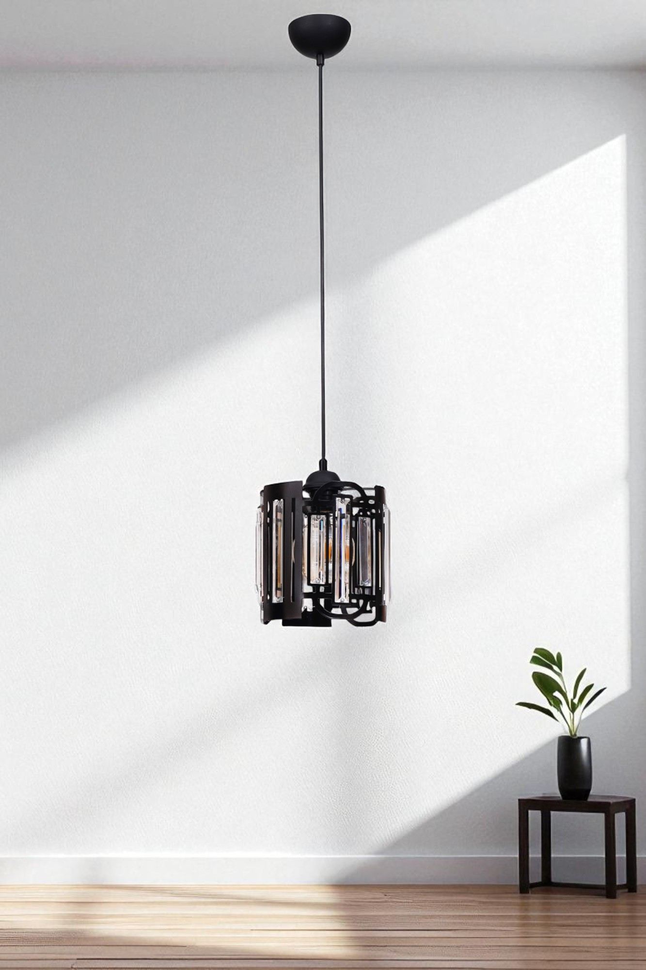 Candeeiro de Teto – Ø19 x 20 cm – Preto – Metal com vidro