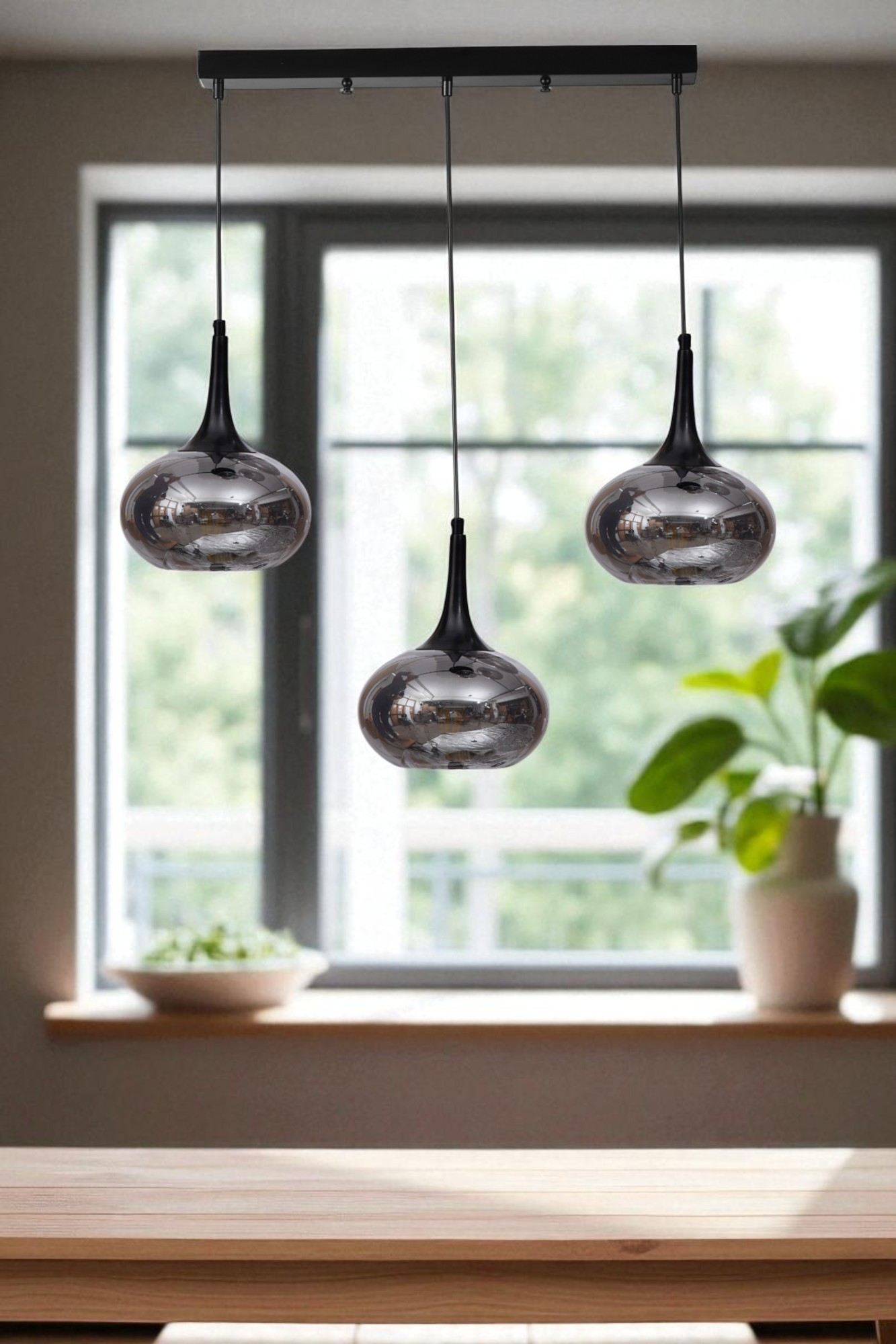 Candeeiro de Teto de Metal – Ø20 x 26 cm – Cinza e Preto