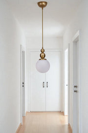 Candeeiro de Teto – Ø15 cm – Branco e Dourado – Metal e Vidro