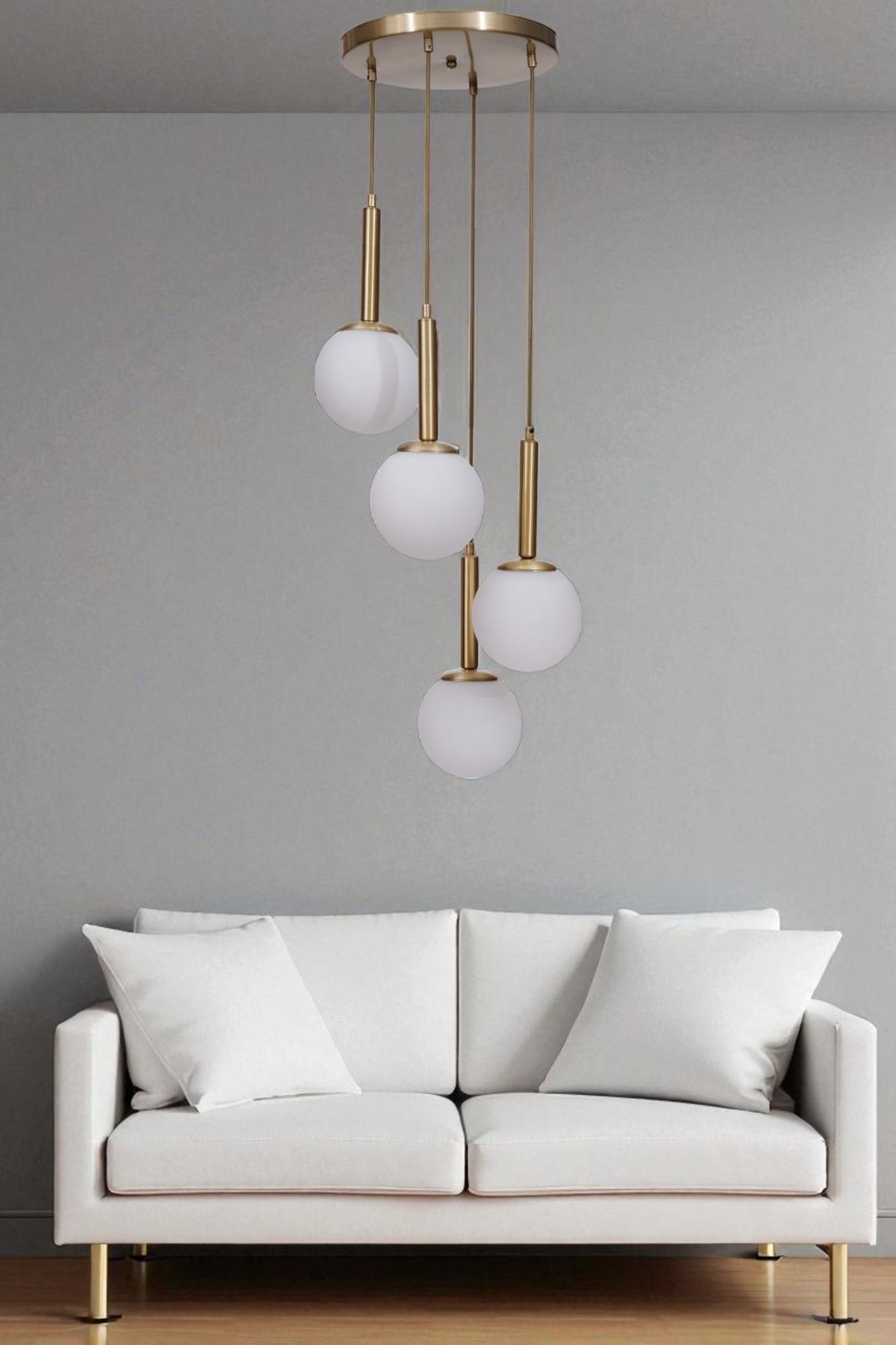 Candeeiro de Teto de Metal – Ø15 cm – Branco e Dourado