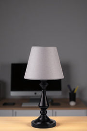 Candeeiro de Mesa – 51 cm de Altura – Cinza/Preto – Metal e Tecido