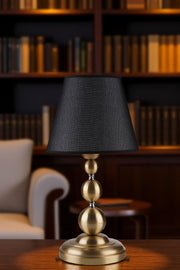 Candeeiro de Mesa em Metal – 50 cm de Altura – Preto e Dourado