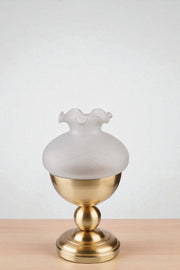 Candeeiro de Mesa – 40 cm de altura – Branco e Dourado – Metal e Vidro