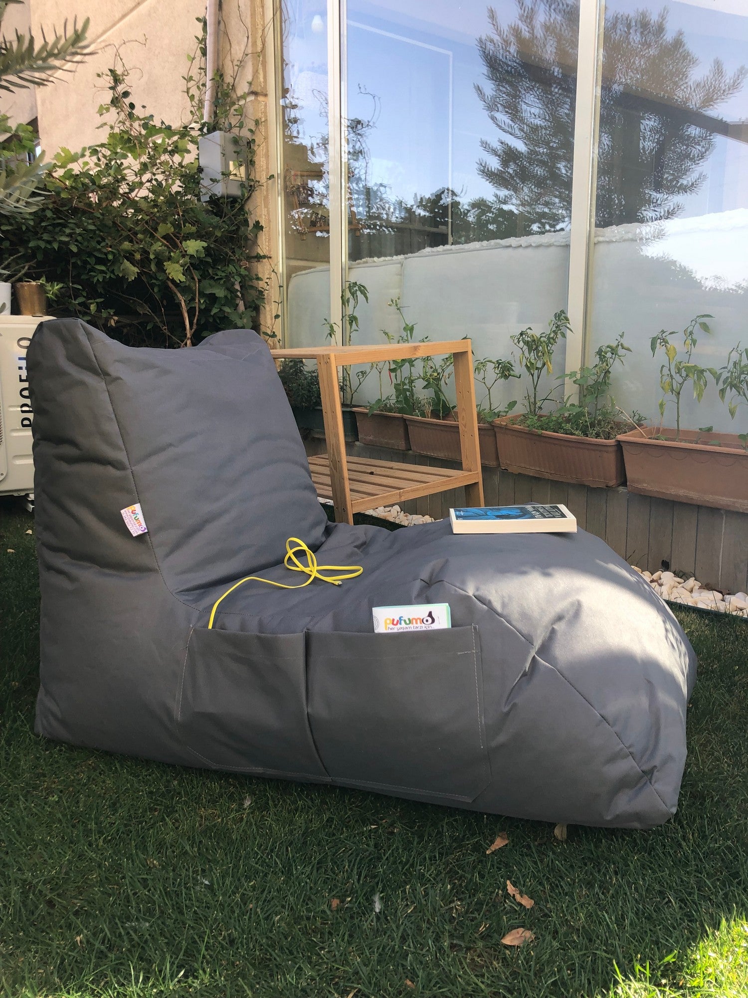 Poltrona Pufe Confortável – 60x75x110 cm – Cinza – 100% Poliéster